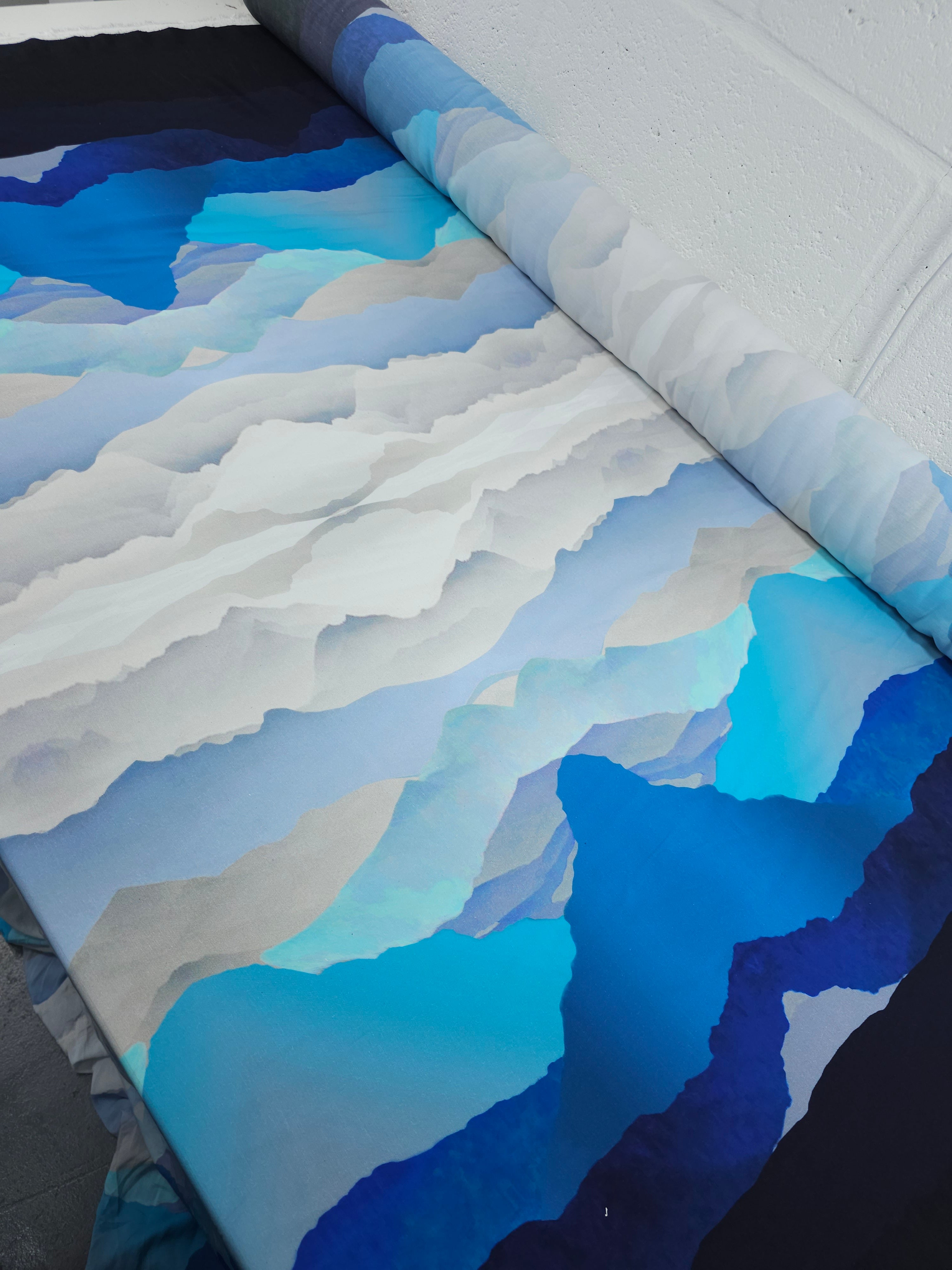 Blue Symmetrical Cloud Sunset Viscose Crepe