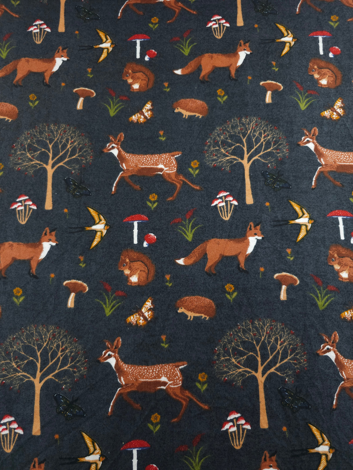 Woodland Animals Lightweight Flannel Cotton