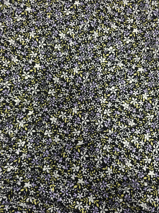 Purple/Yellow Floral Soft Viscose Jersey
