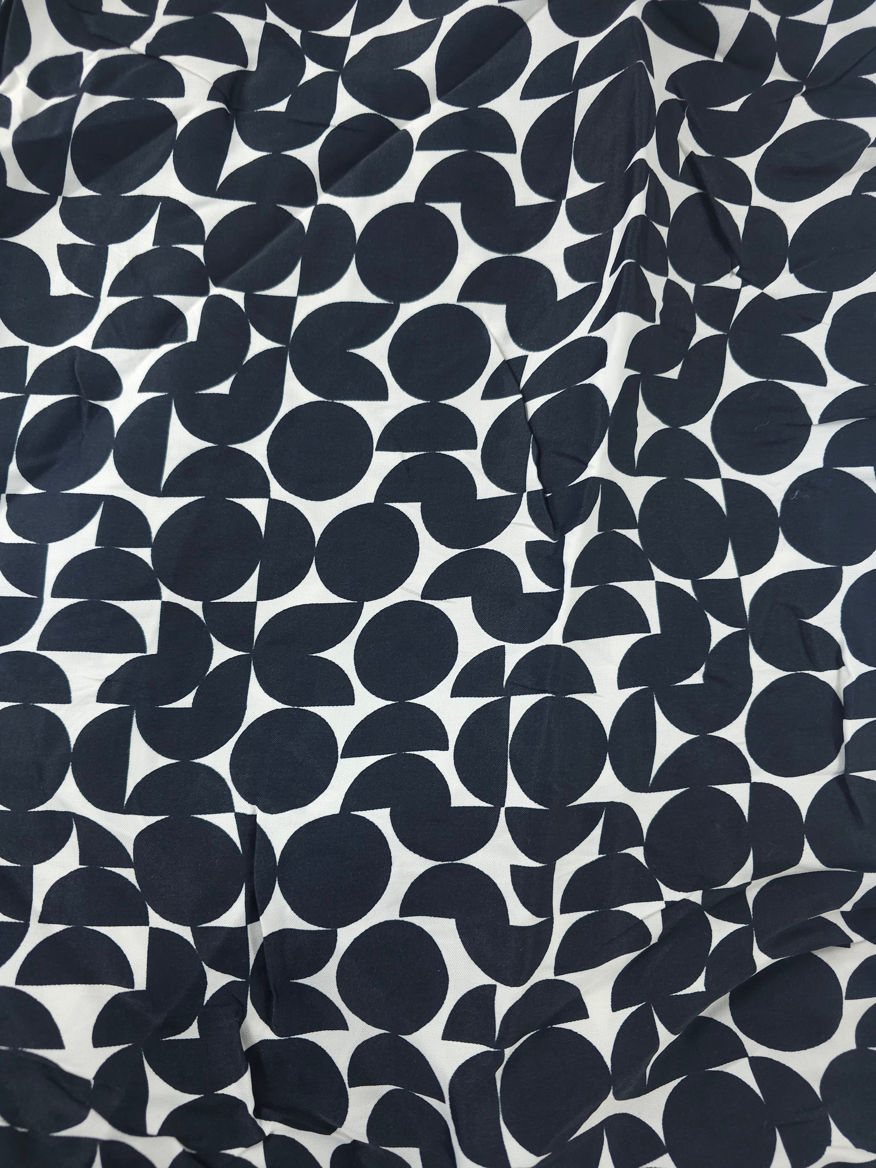 Black Circle Design Viscose Sateen- 1.9m Piece