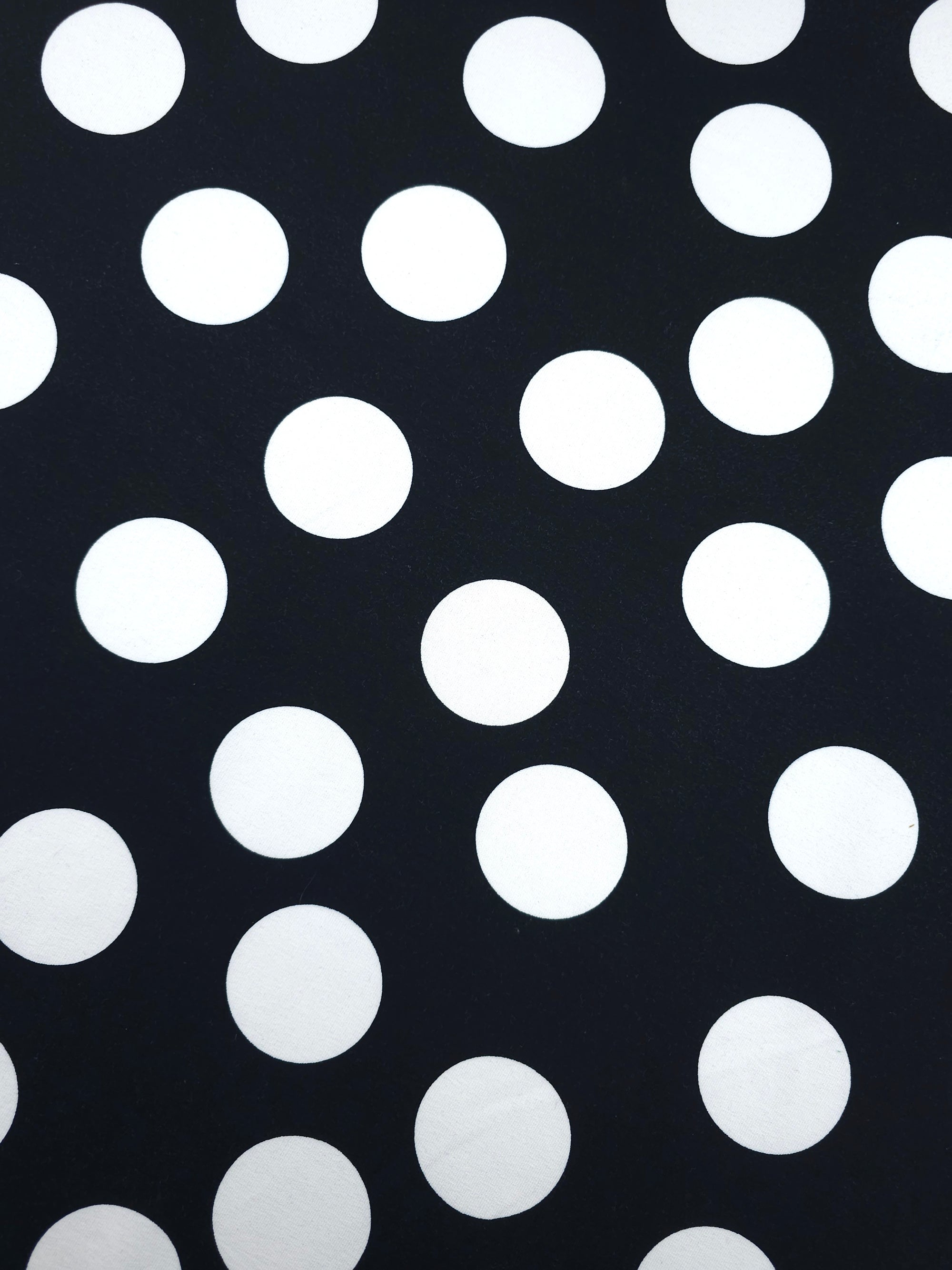 Black/White Large Irregular Polka Spot Lightweight Cotton Loopback