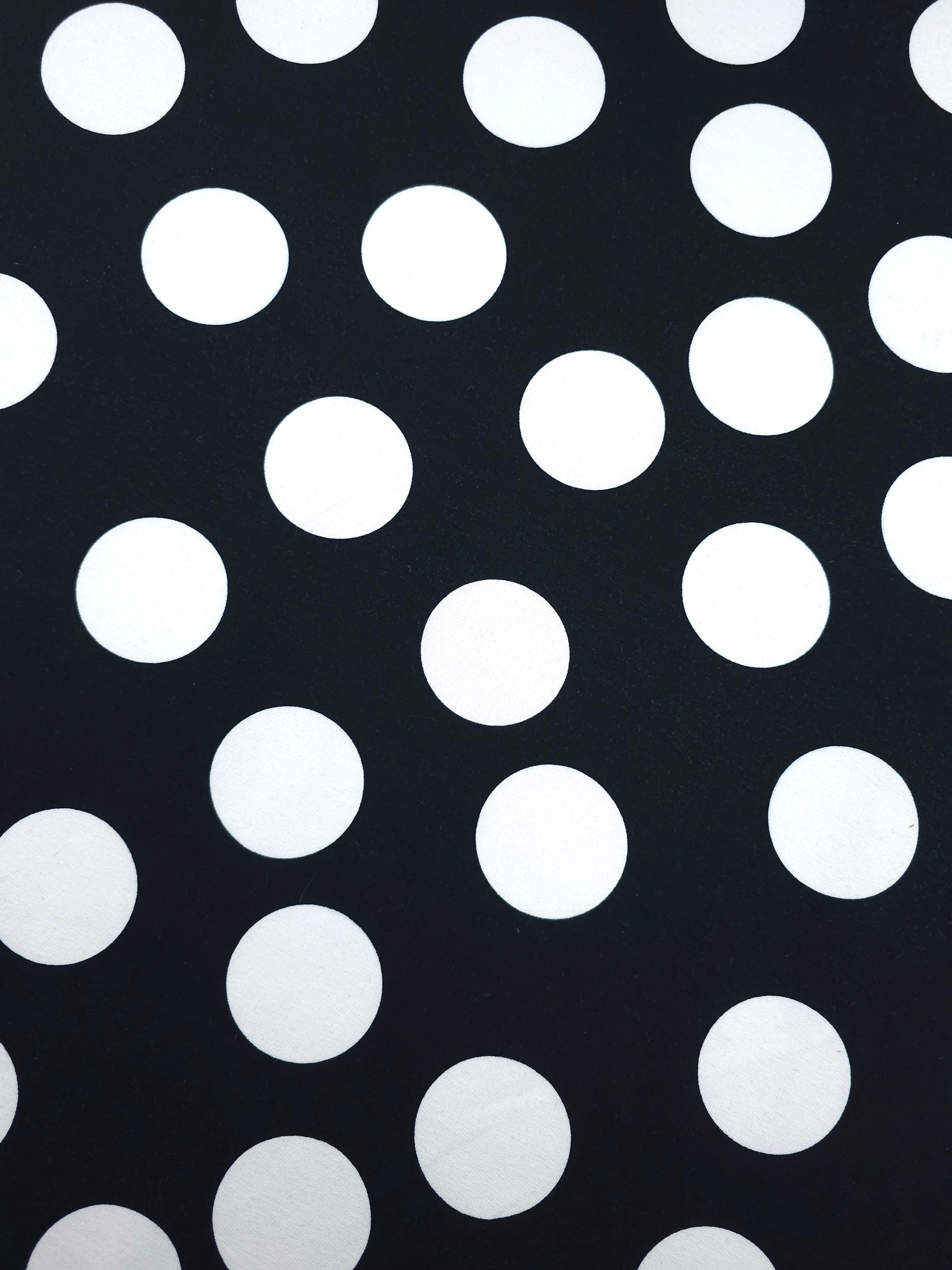 Black/White Large Irregular Polka Spot Lightweight Cotton Loopback