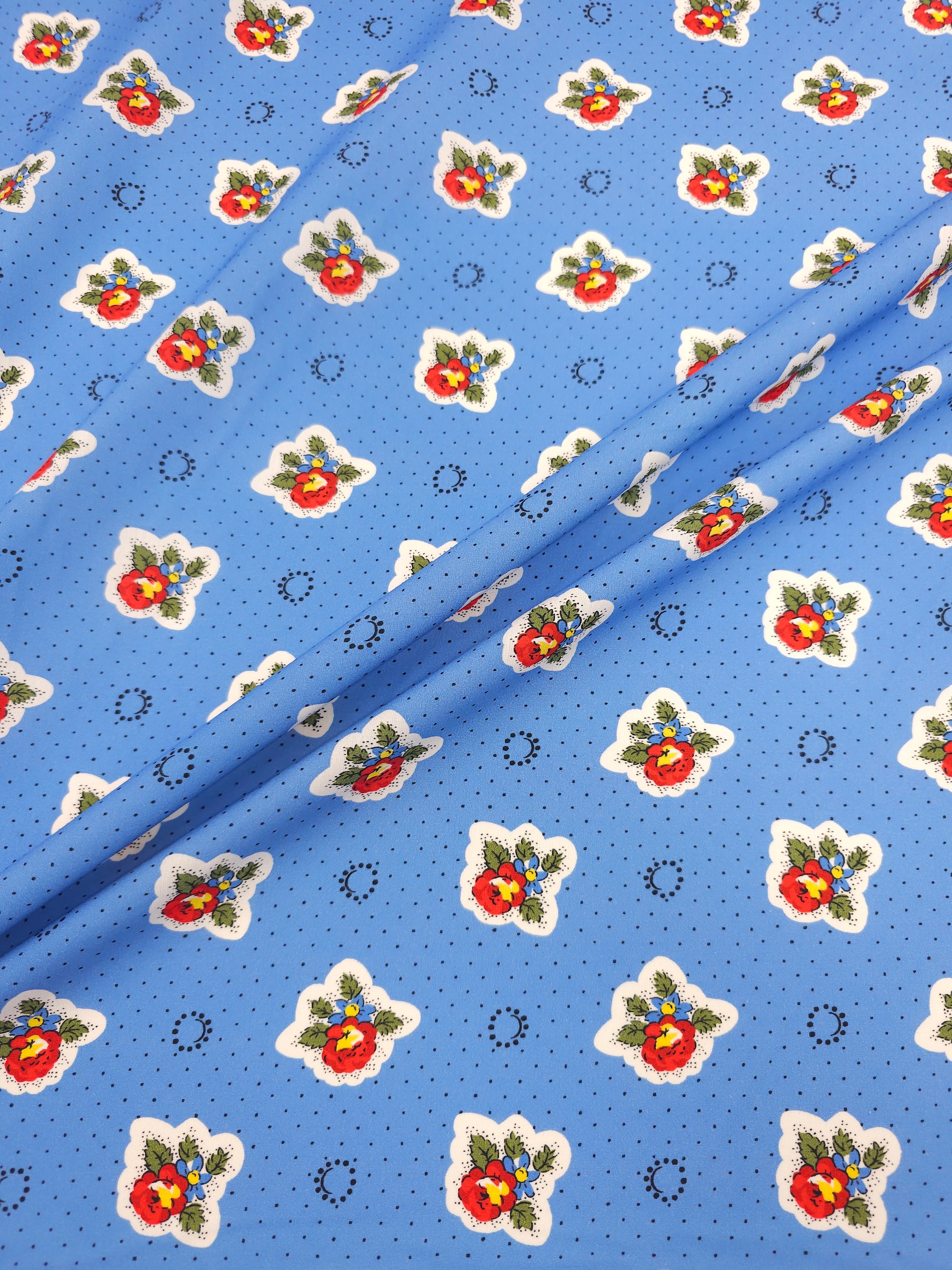 Powder Blue Vintage Flora Lightweight Cotton