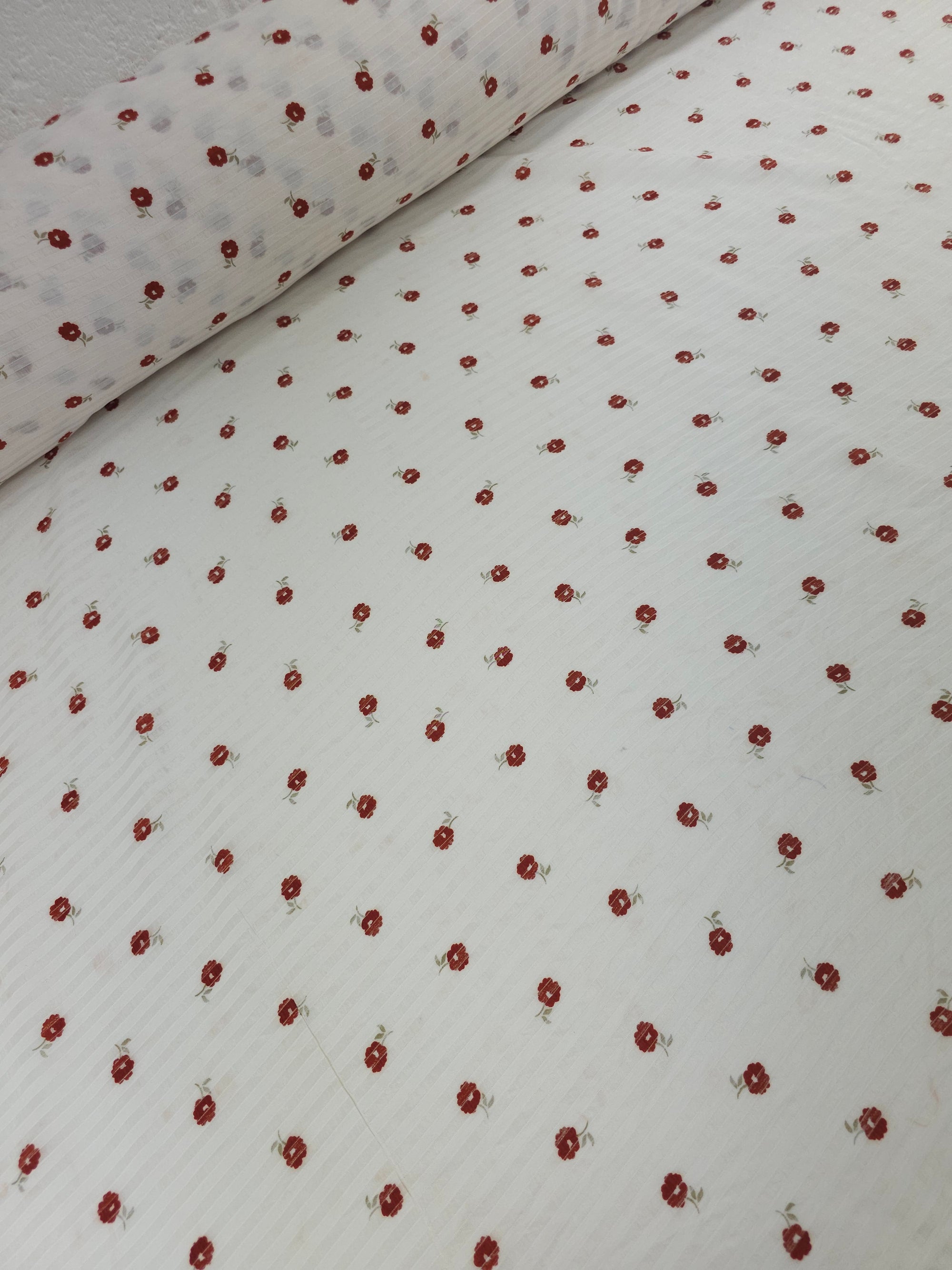 Wine Vintage Floating Flower Stripe Sheer Viscose *DEFECT*