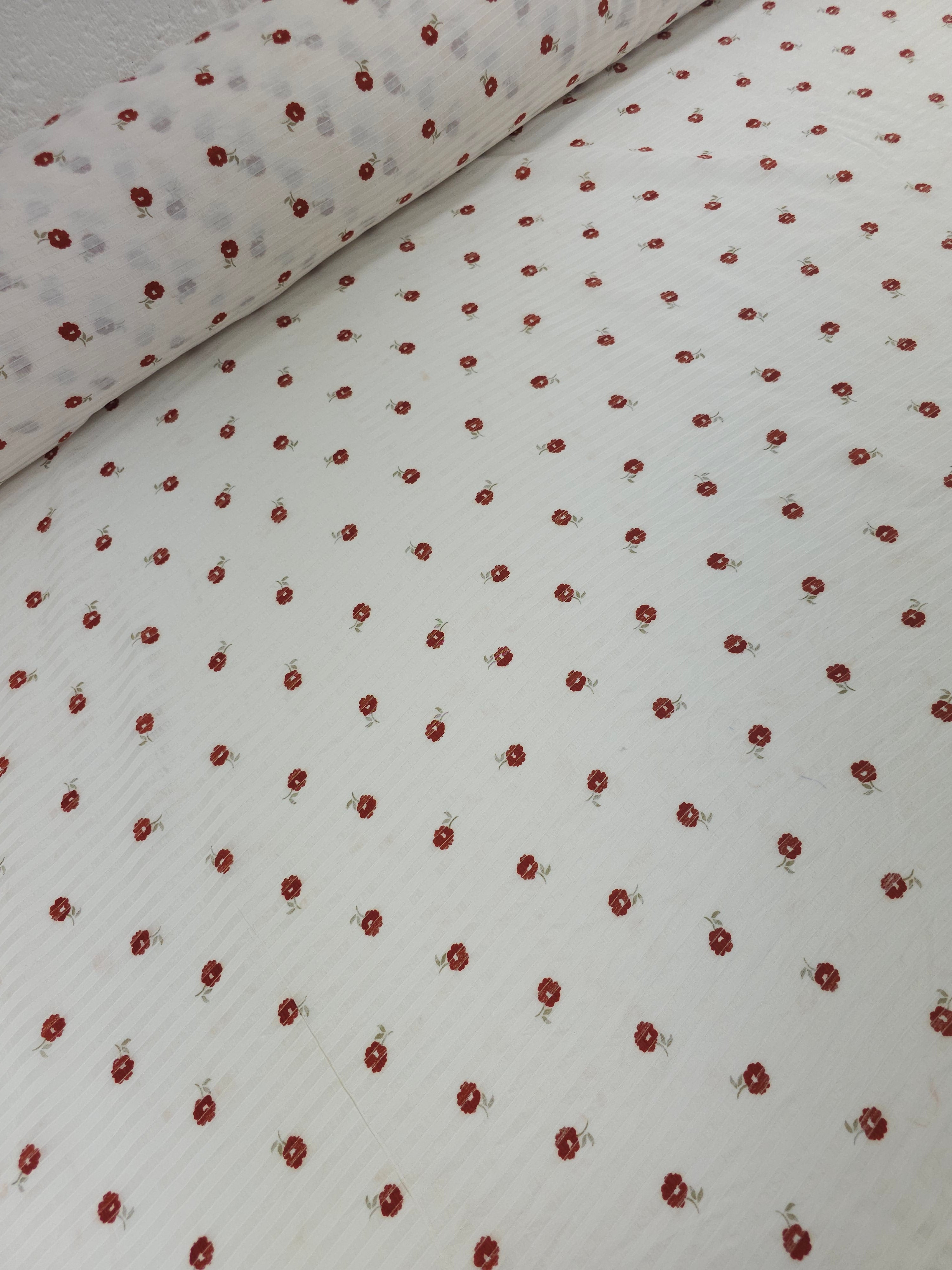 Wine Vintage Floating Flower Stripe Sheer Viscose *DEFECT*
