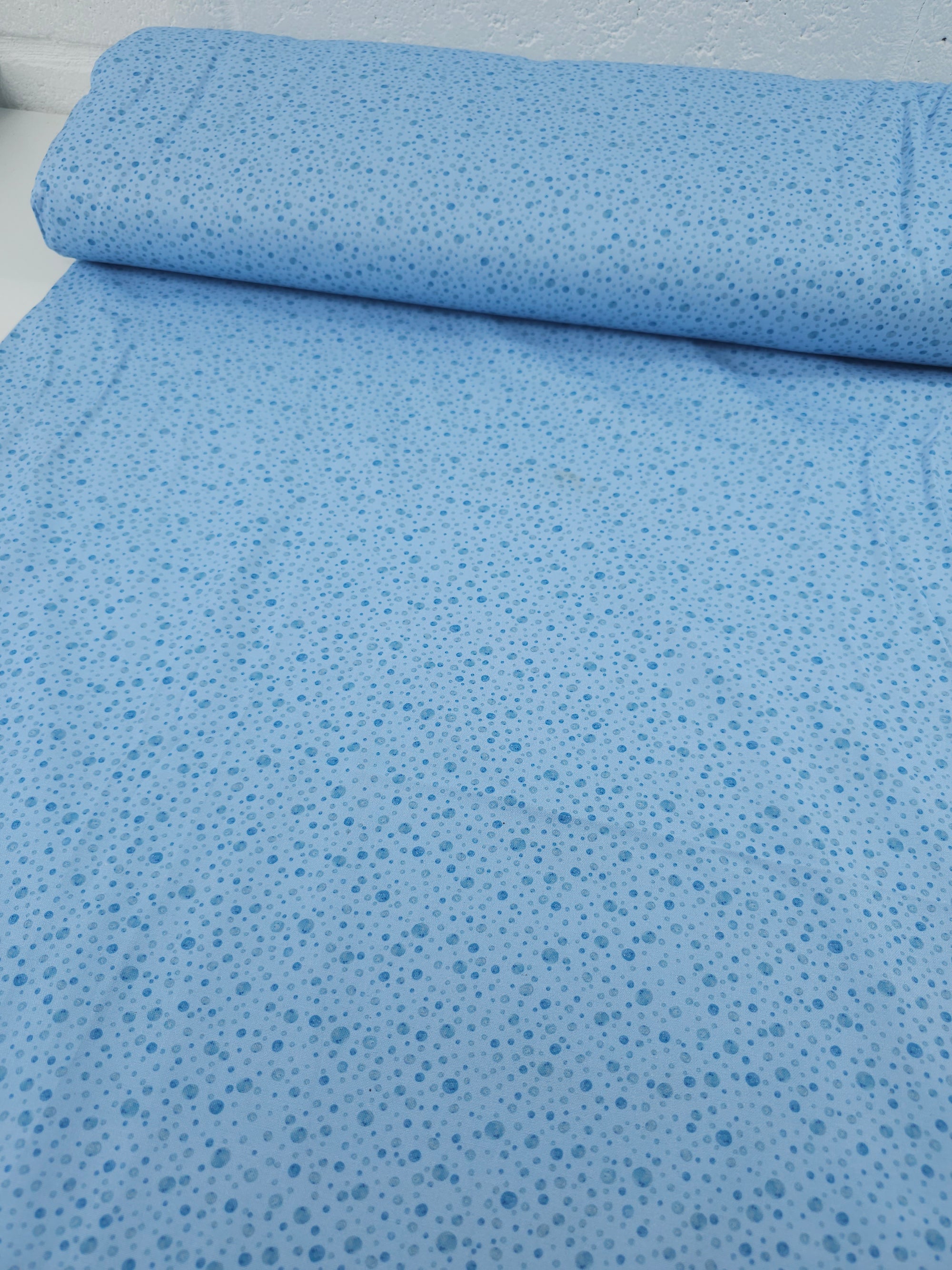 Baby Blue Irregular Speckle Spot 100% Cotton