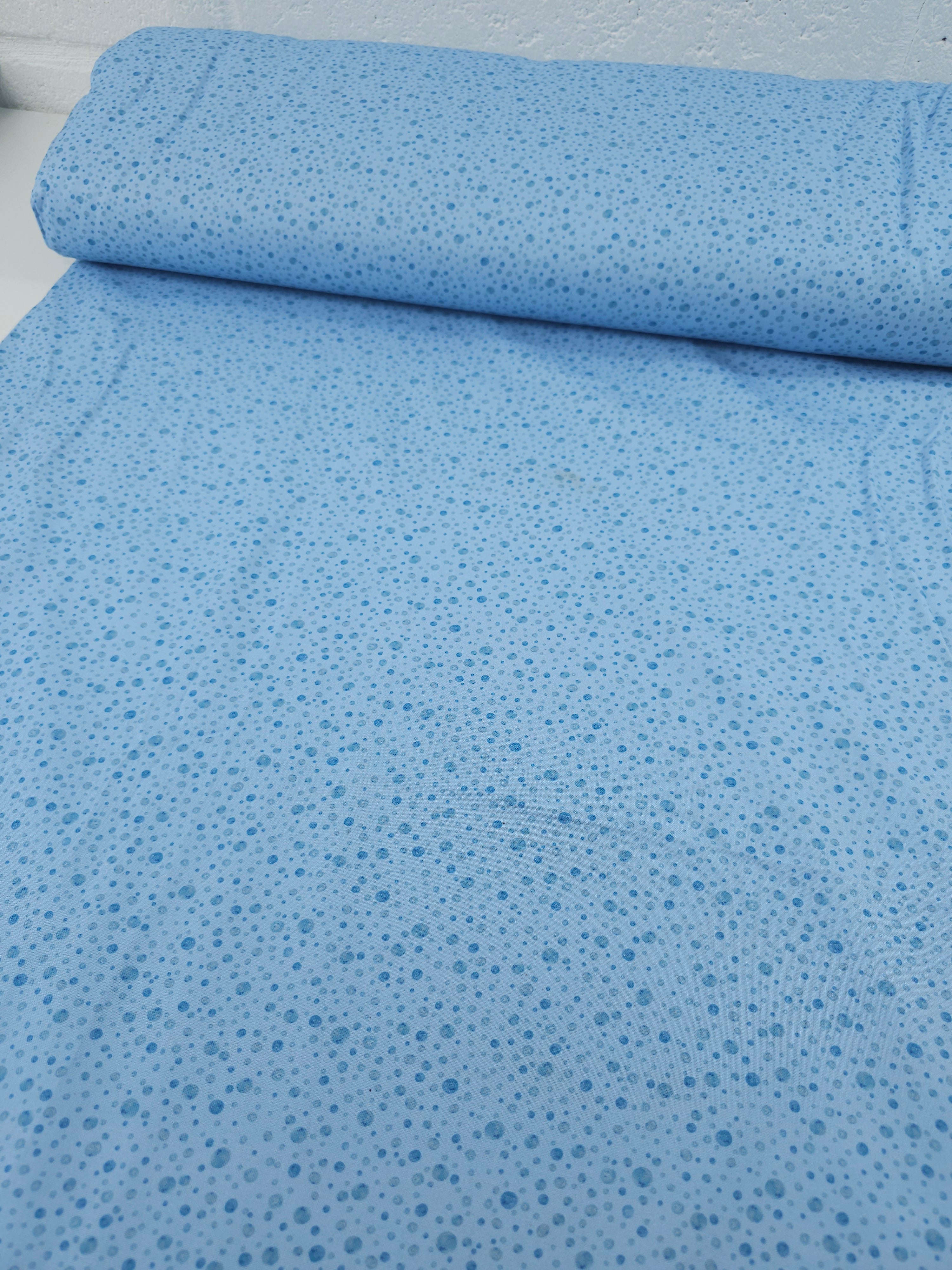 Baby Blue Irregular Speckle Spot 100% Cotton