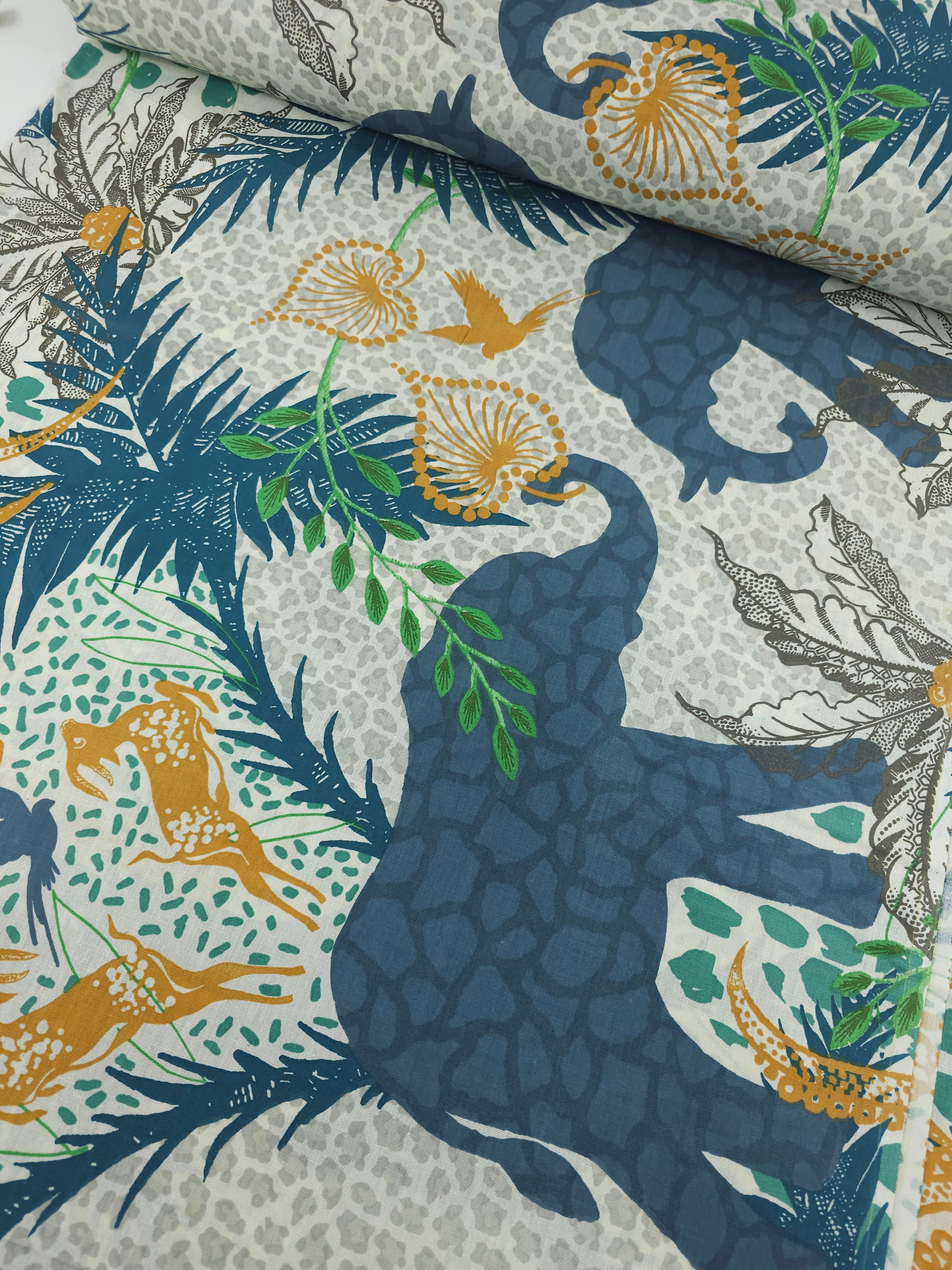 Tropical Palm Animal 100% Cotton 90"