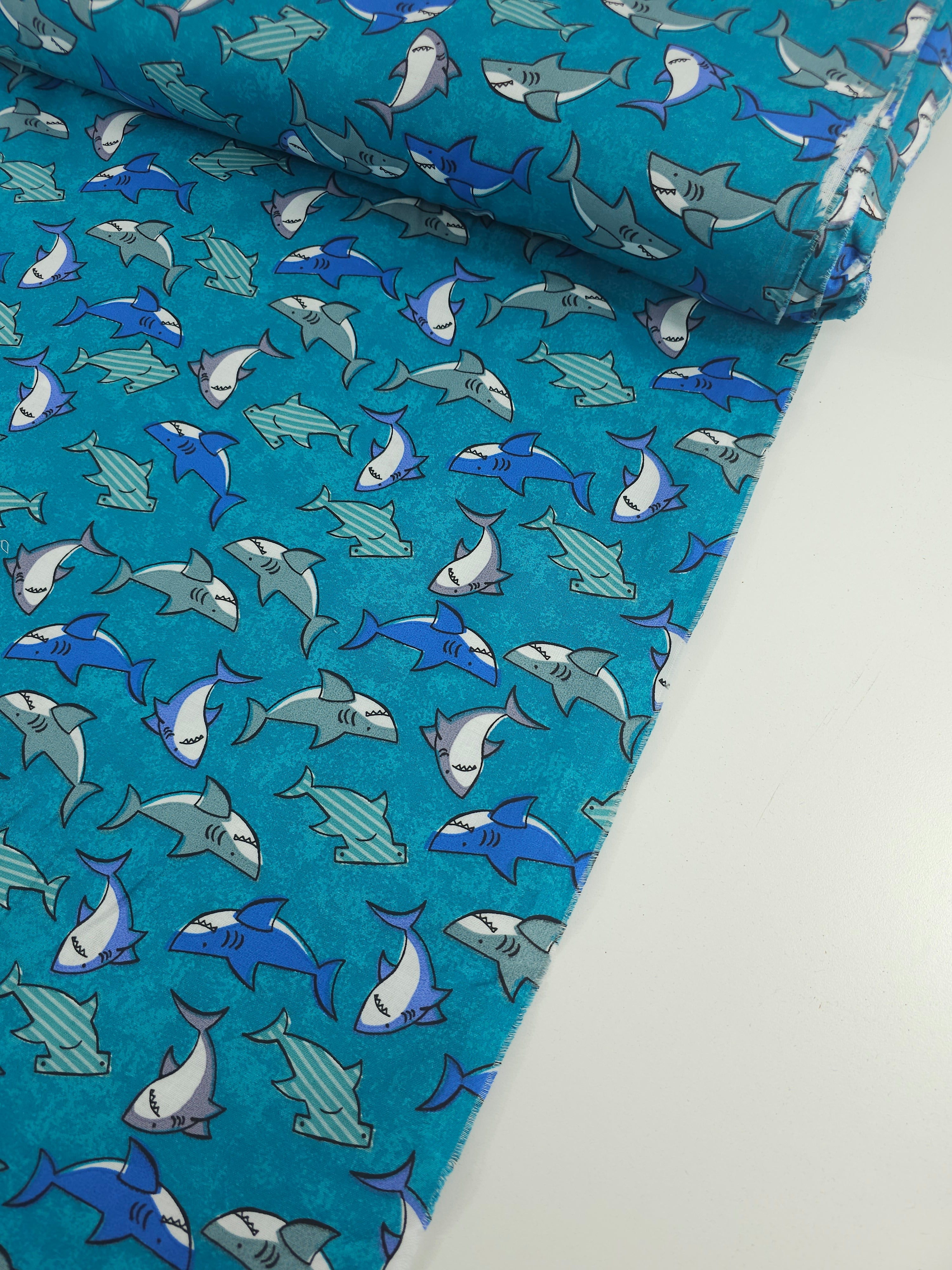 Teal Shark 100% Cotton