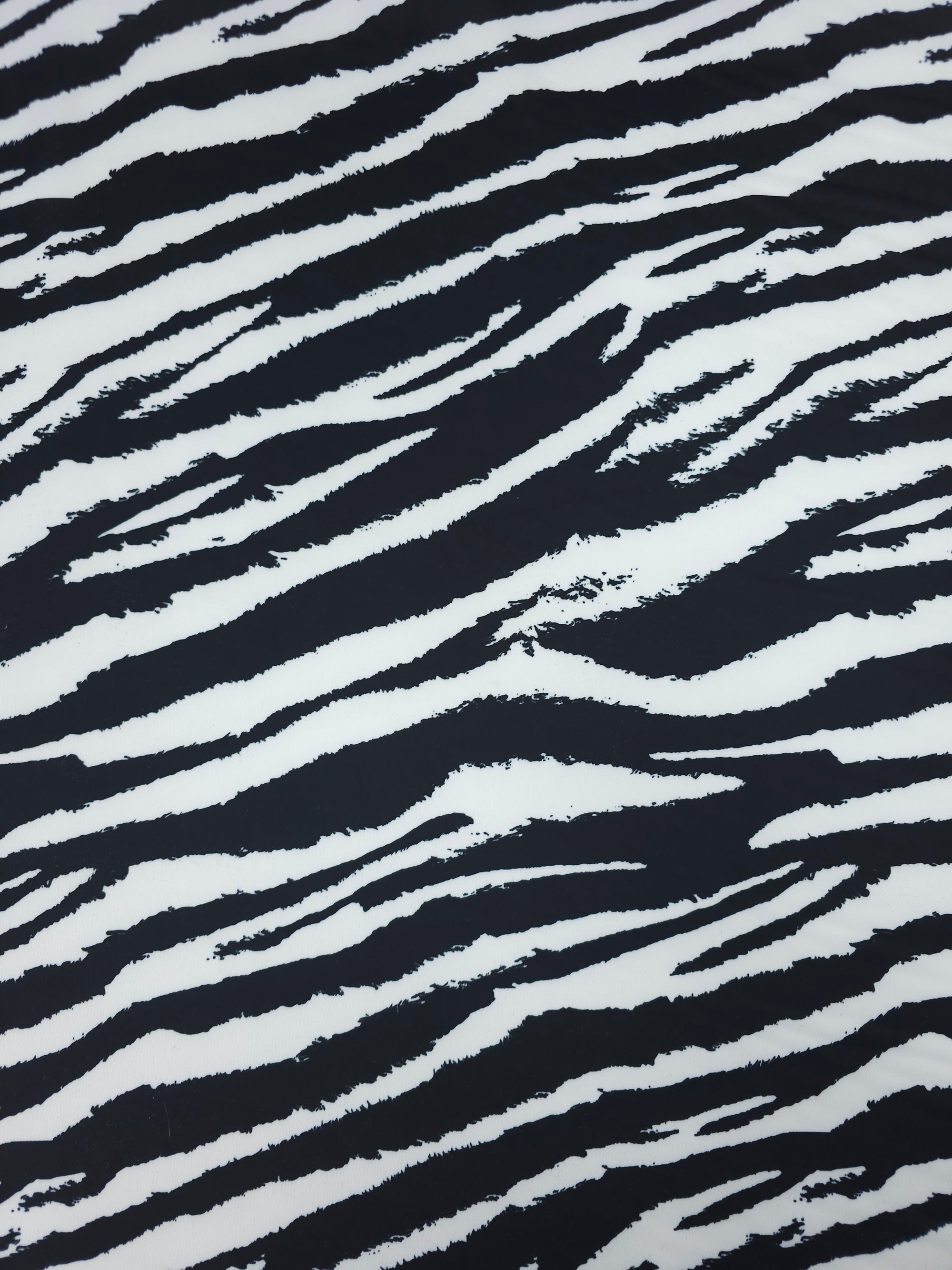 Black/White Zebra Stripe Crinkle Satin Stretch