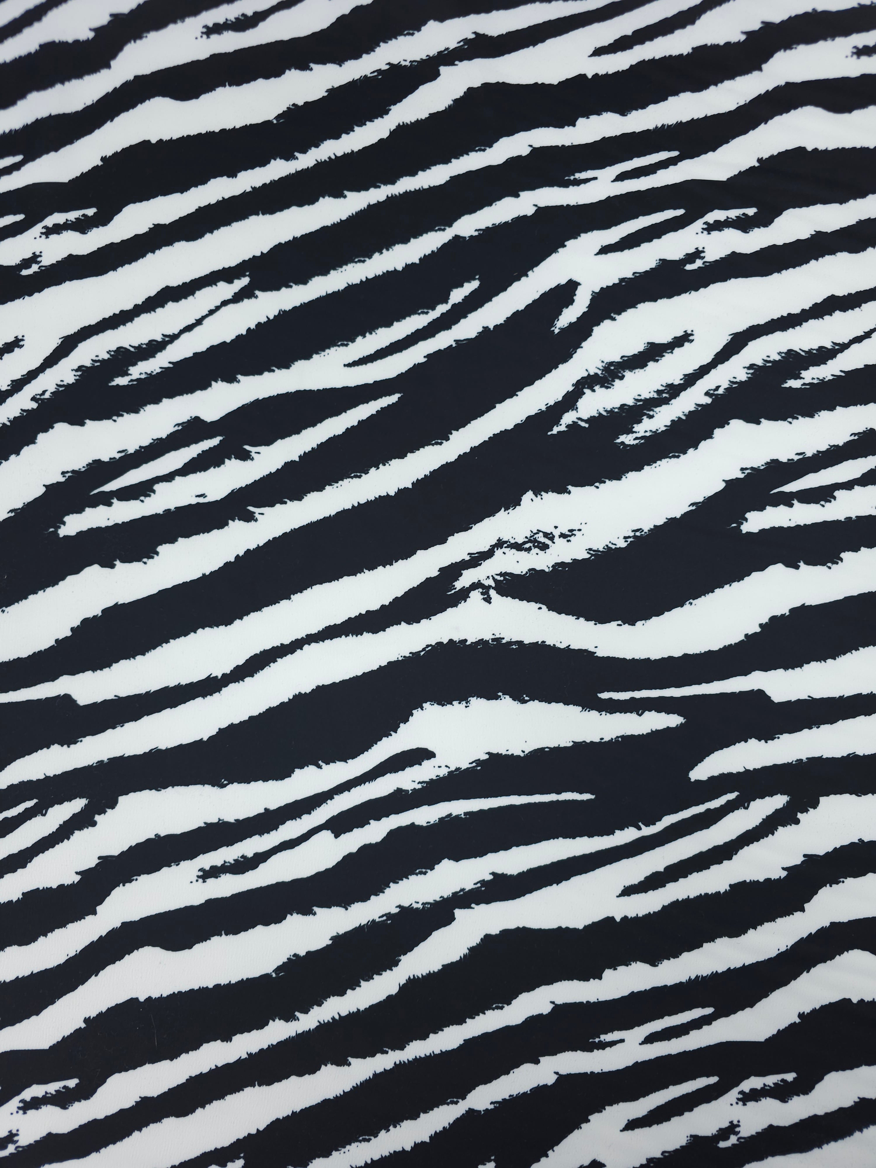 Black/White Zebra Stripe Crinkle Satin Stretch