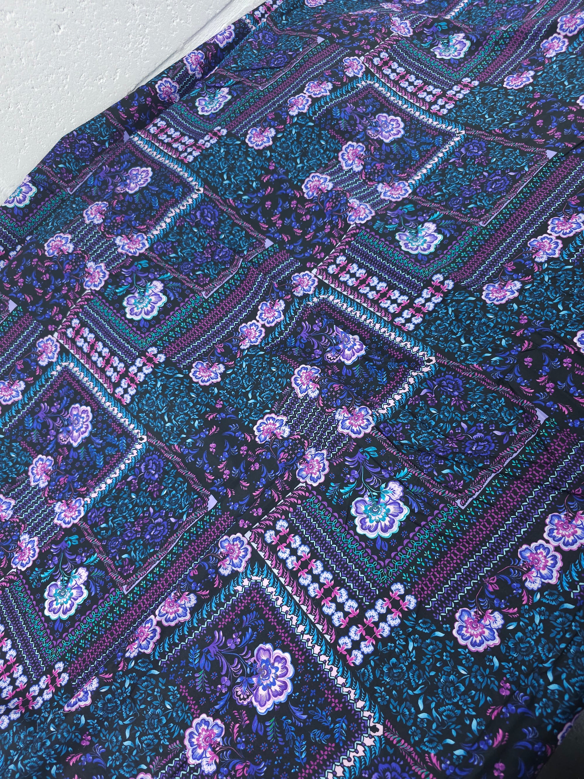 Teal/Purple Wonder Floral Patchwork Cotton Viscose 60"