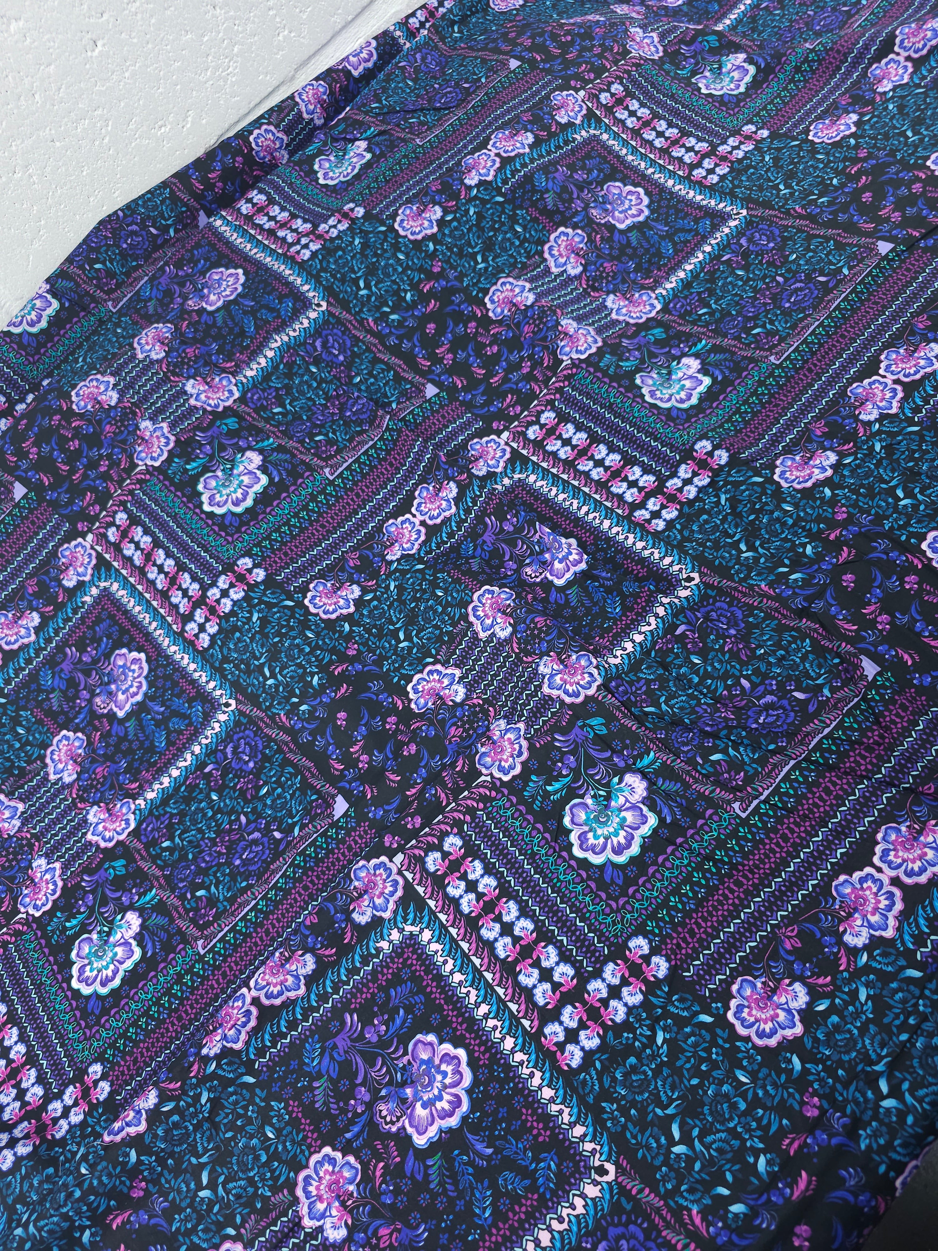 Teal/Purple Wonder Floral Patchwork Cotton Viscose 60"