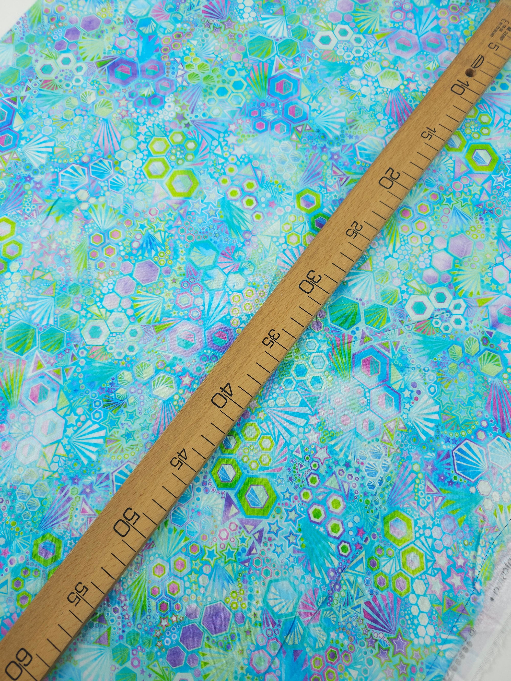 Bluey Lime/Purple Star Phantasma 100% Cotton - Robert Kaufman