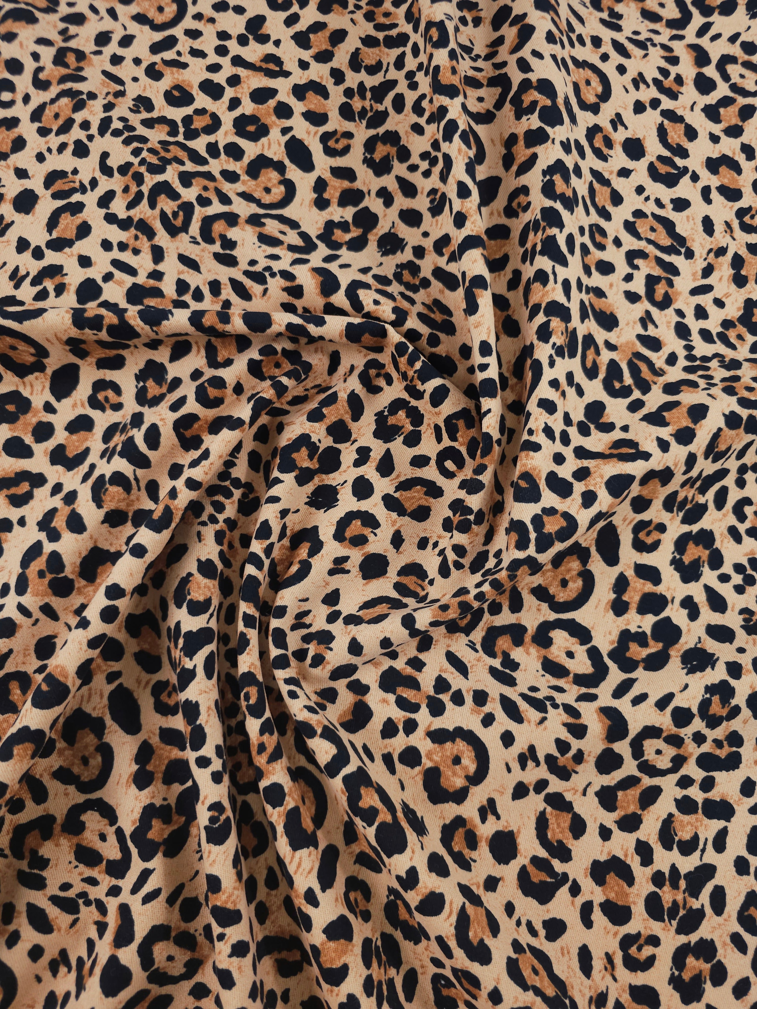 Orangey Peach Leopard Denim