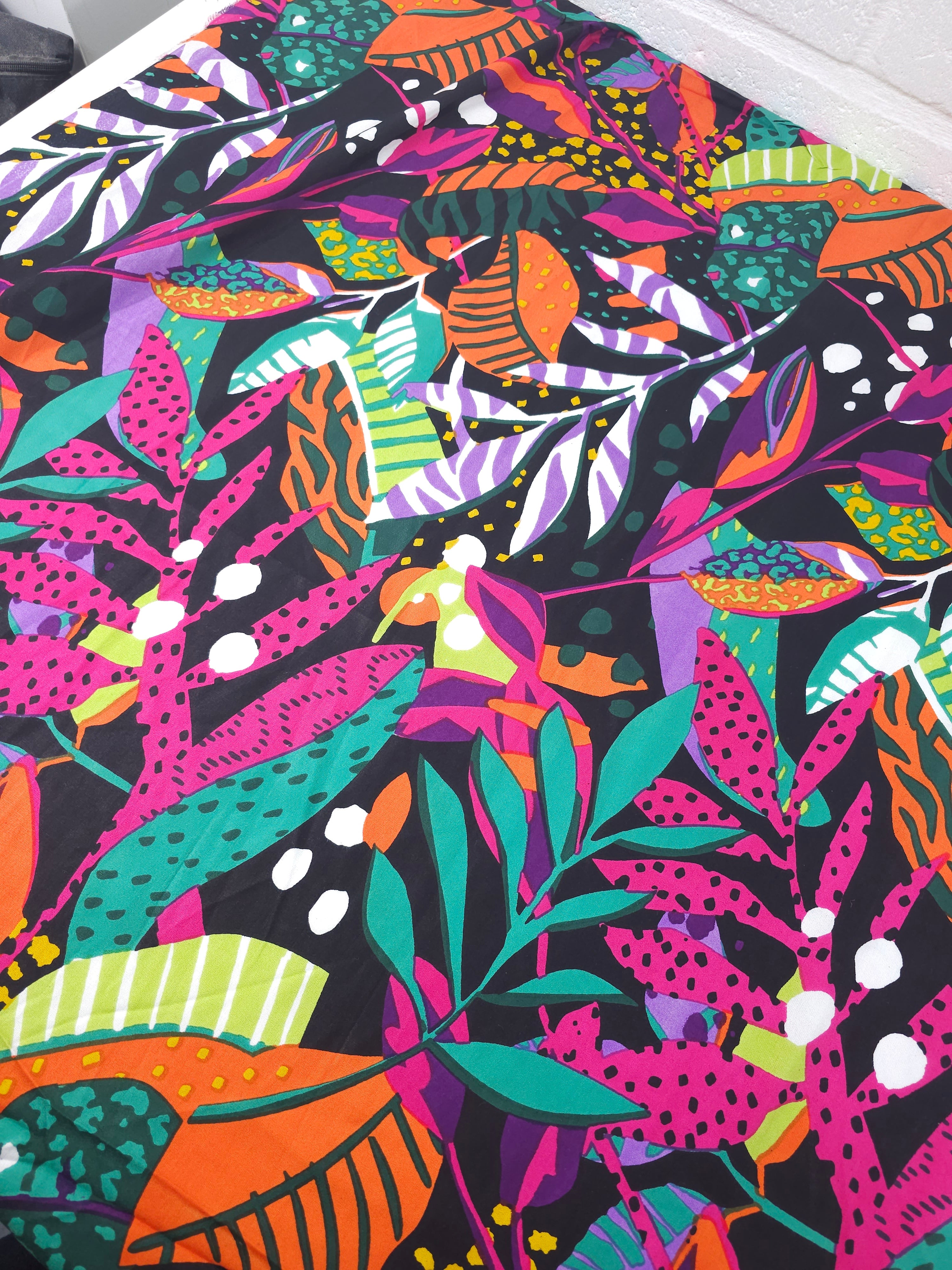 Abstract Wild Palm Leaf Viscose