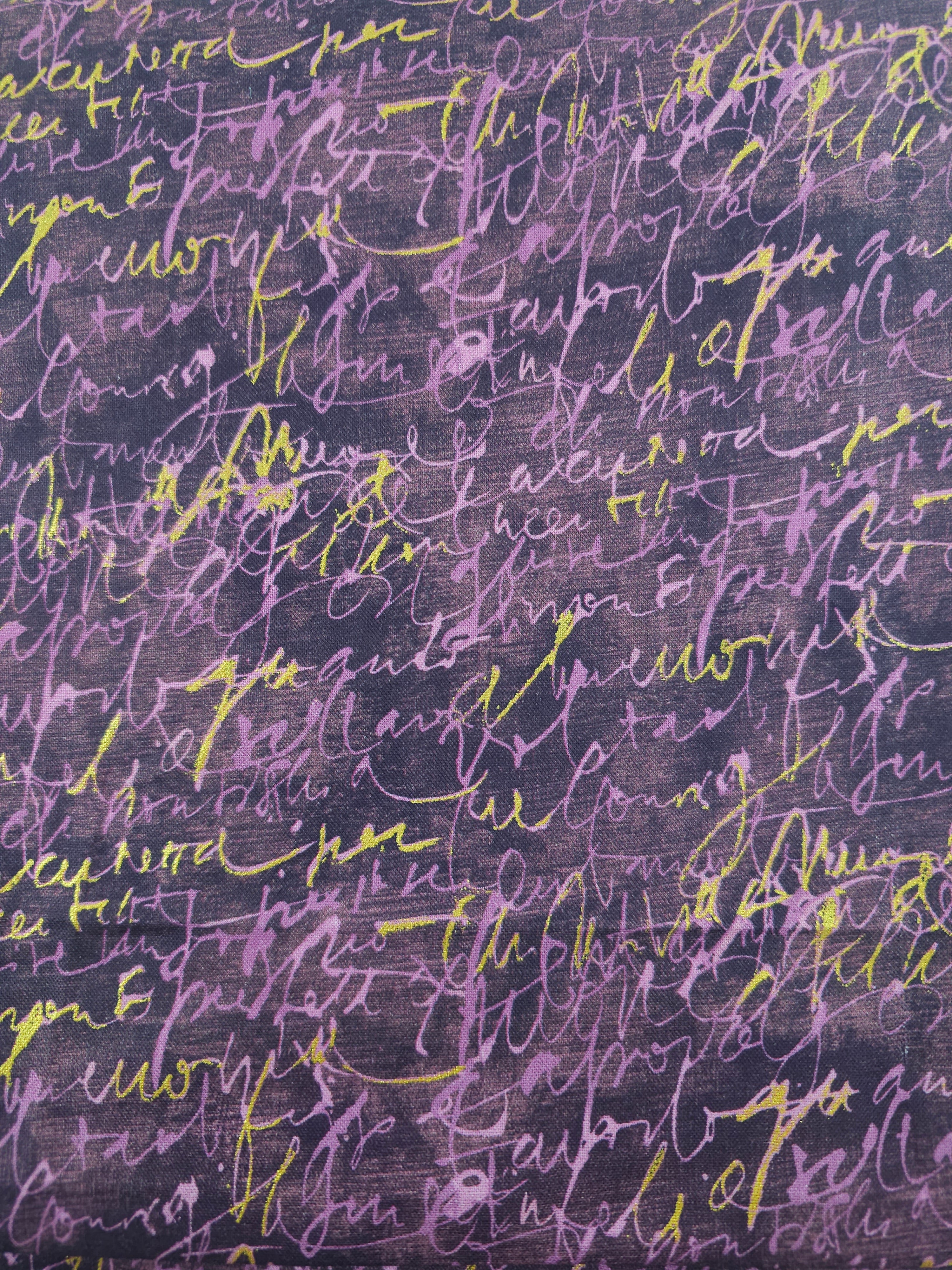 Purple golden writing Cotton- 1.7m piece