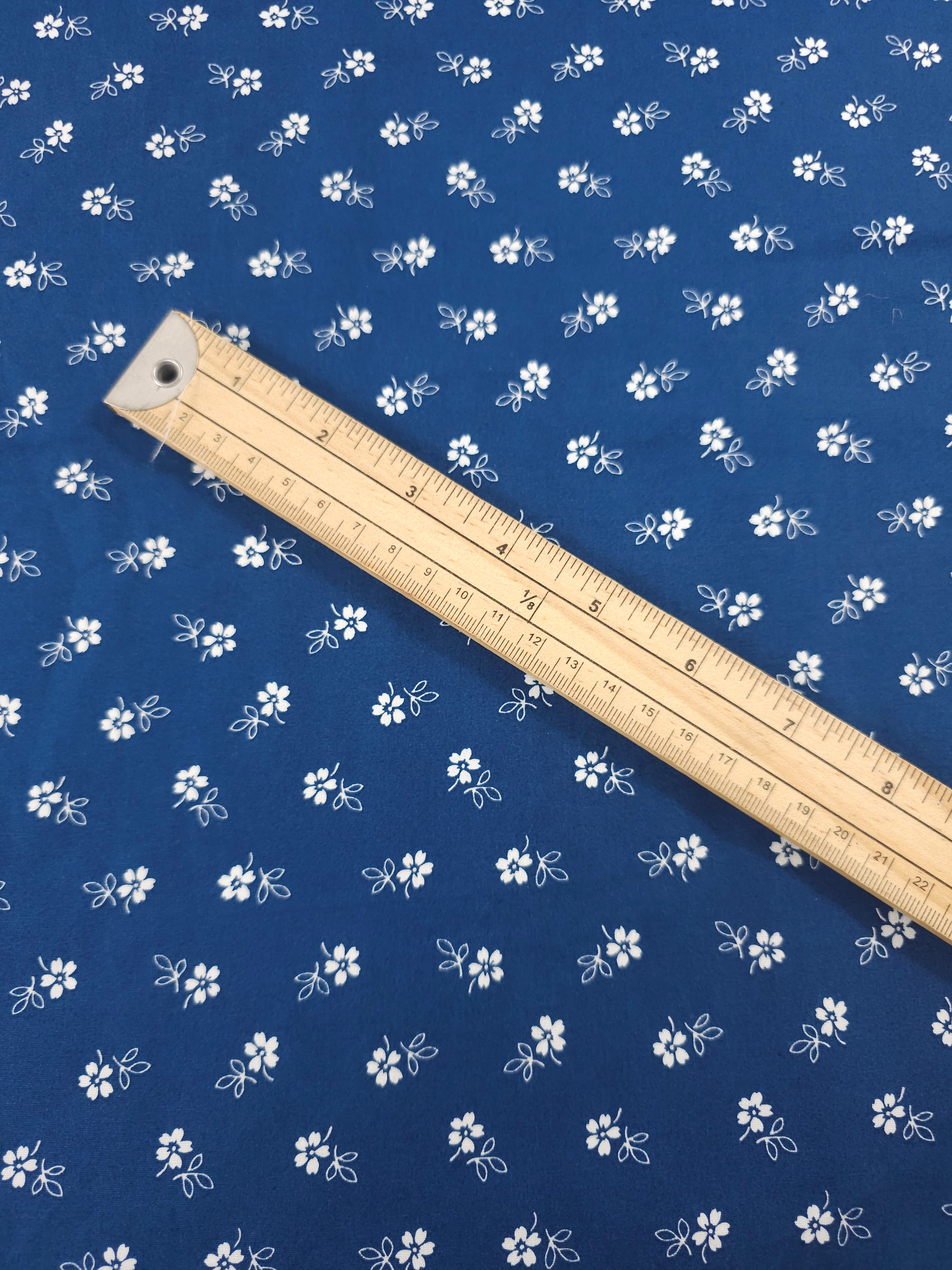 Admiral Blue Small Flower 100% Cotton