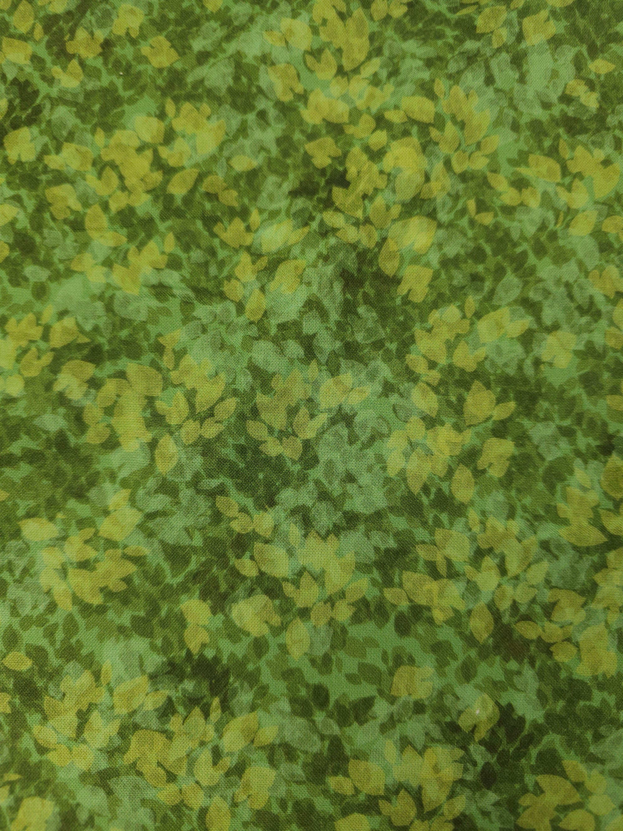 Vintage Green Leaf Field 100% Cotton