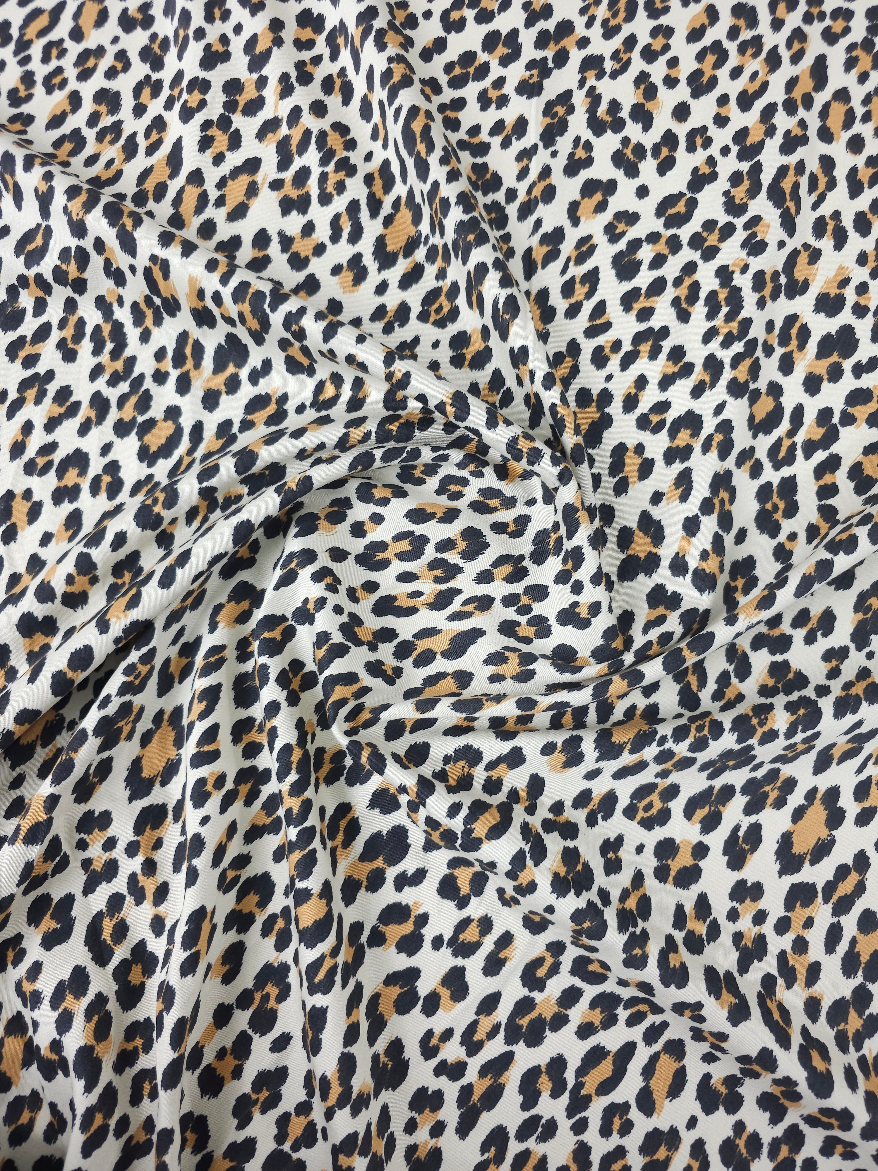 Cream Leopard Lightweight Matte Cotton Sateen *DEFECT*