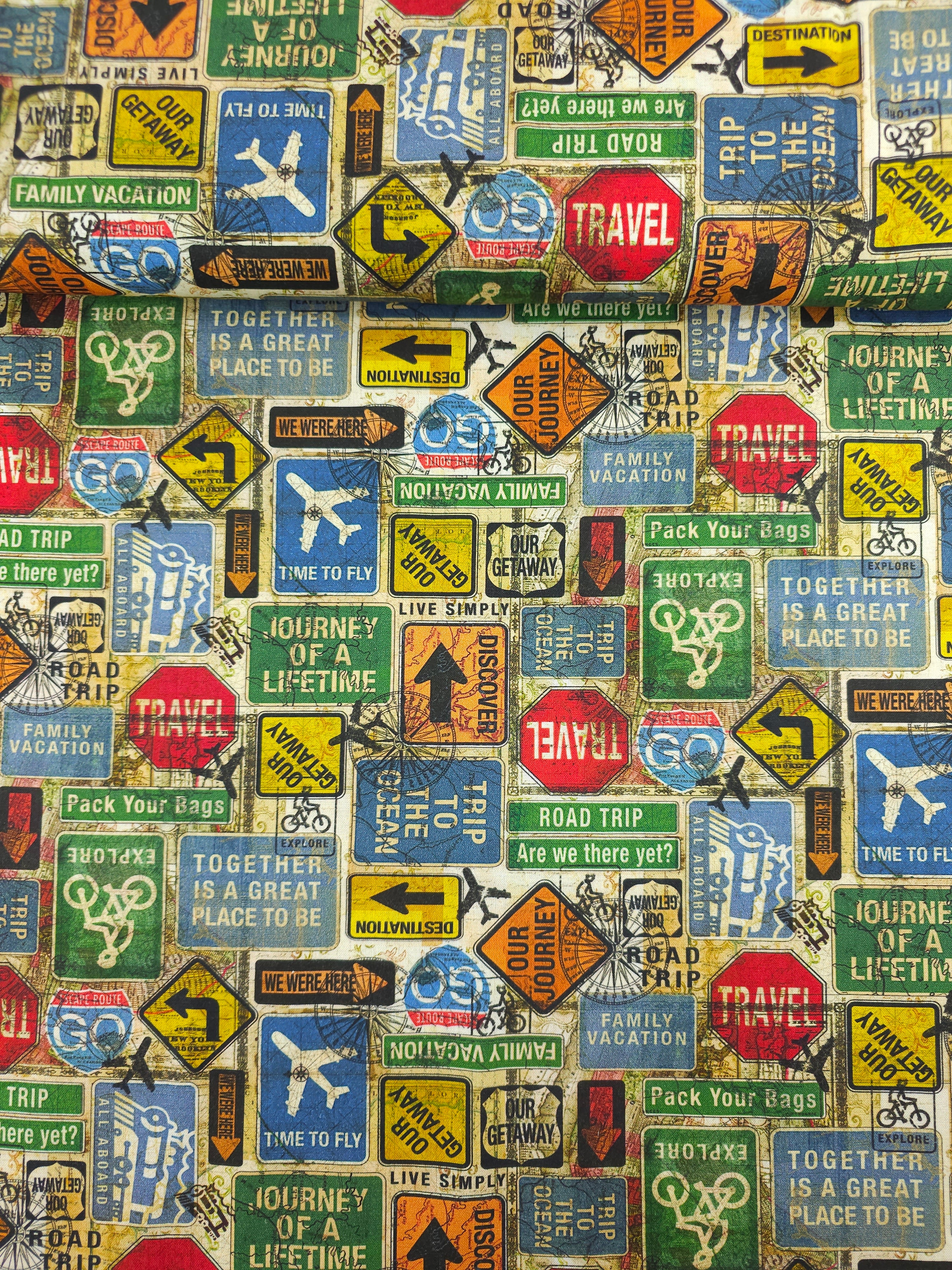 Retro Roadtrip Signs 100% Cotton