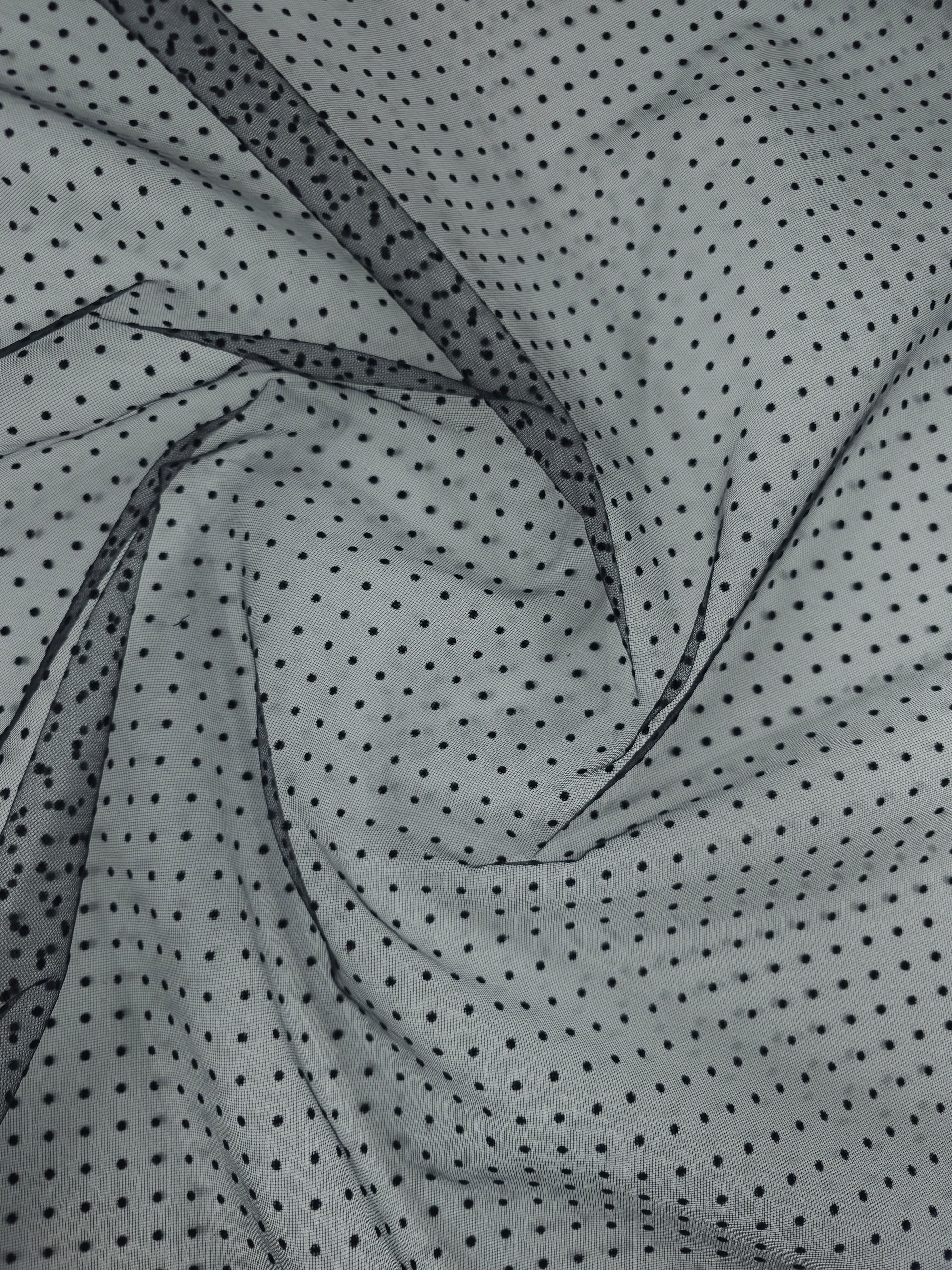 Black Mini Velvet Polka Net
