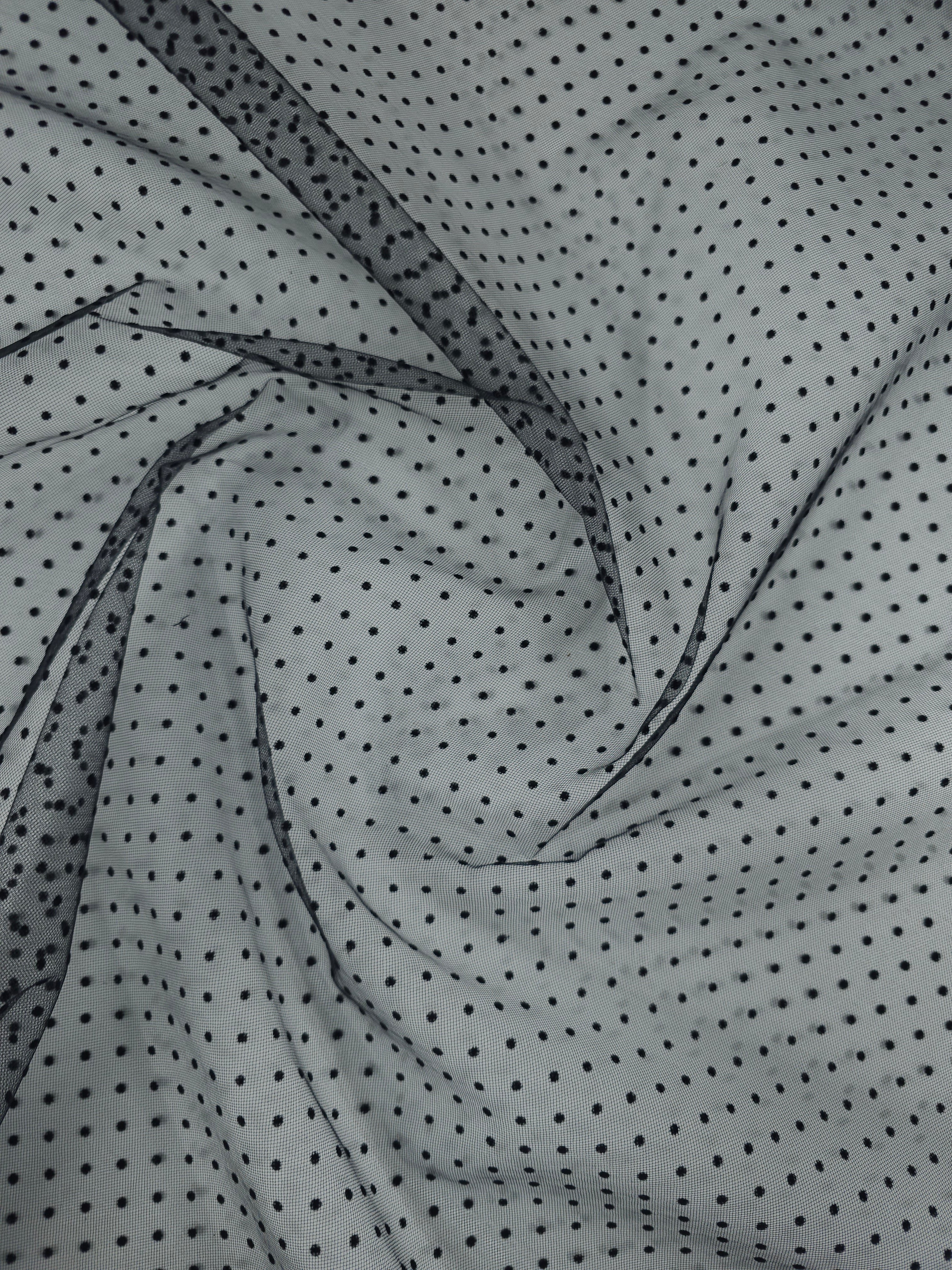 Black Mini Velvet Polka Net