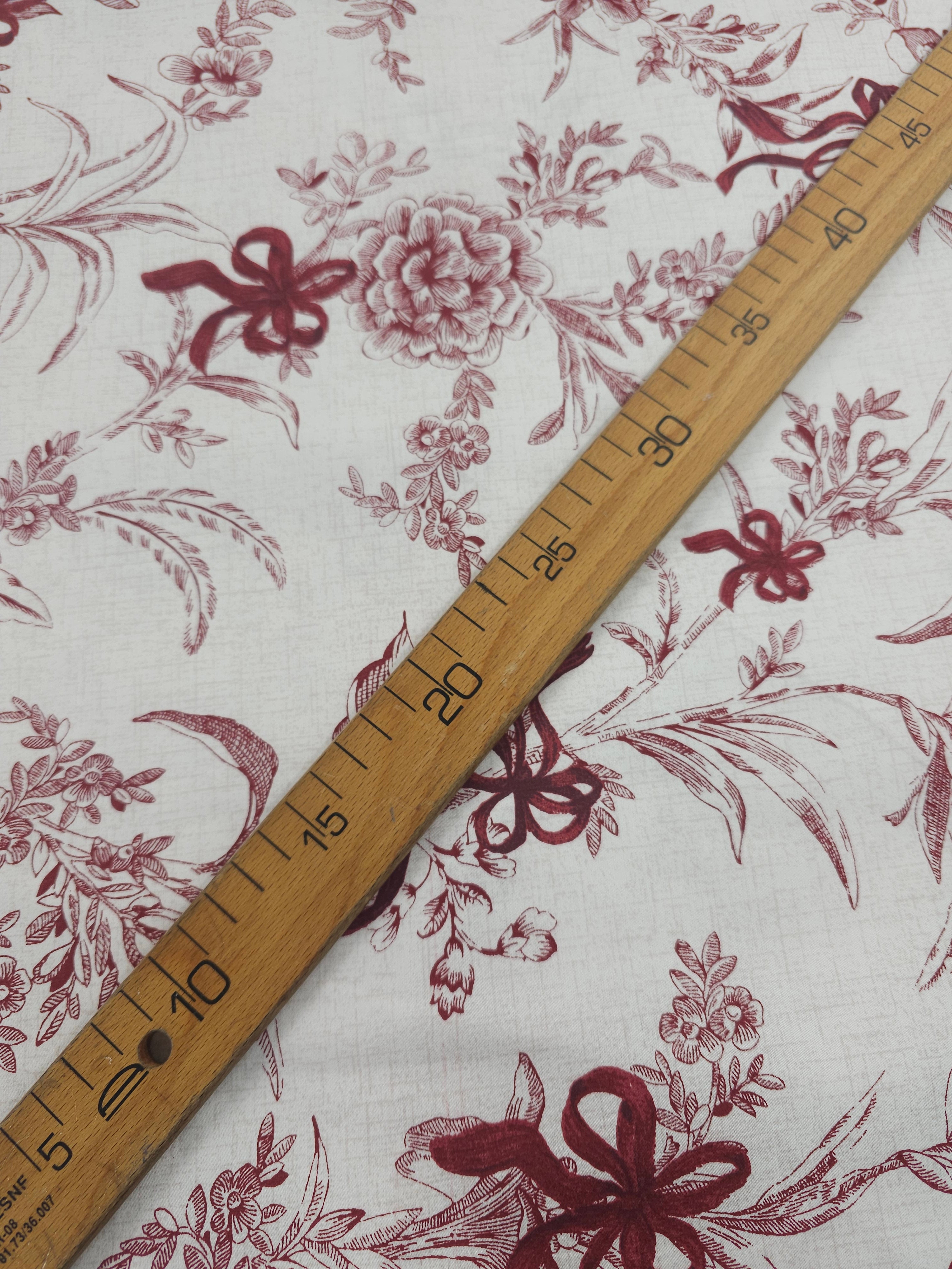 Burgandy Bow Floral Sketch 100% Cotton 104” *EXTRA WIDE*