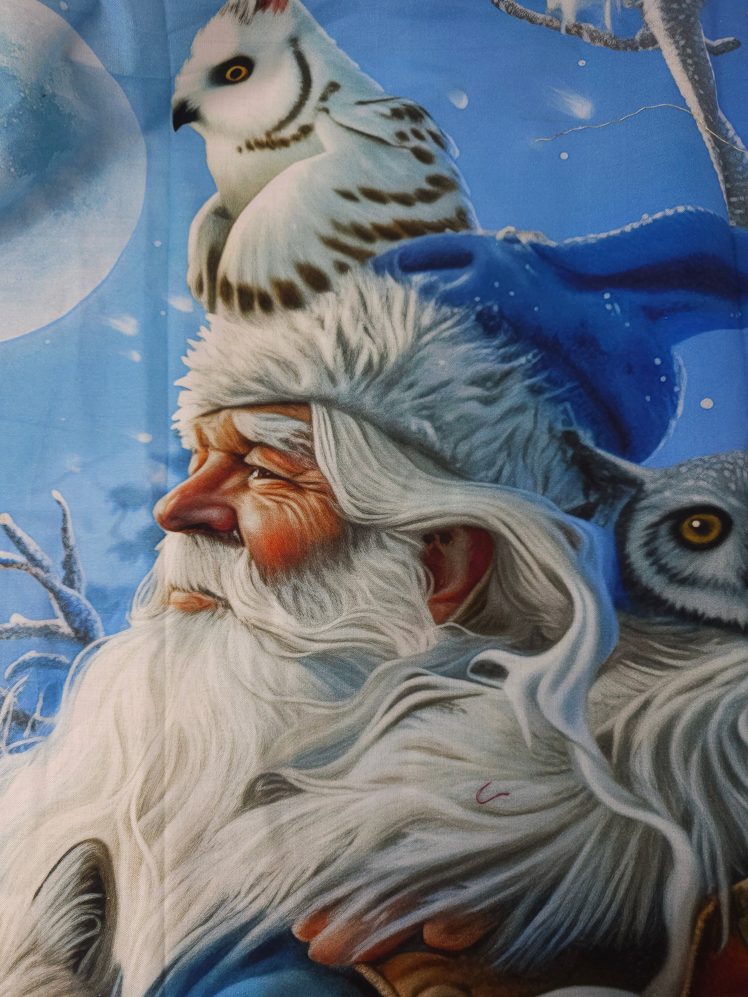 Santa's owls Cotton panels- 2m piece