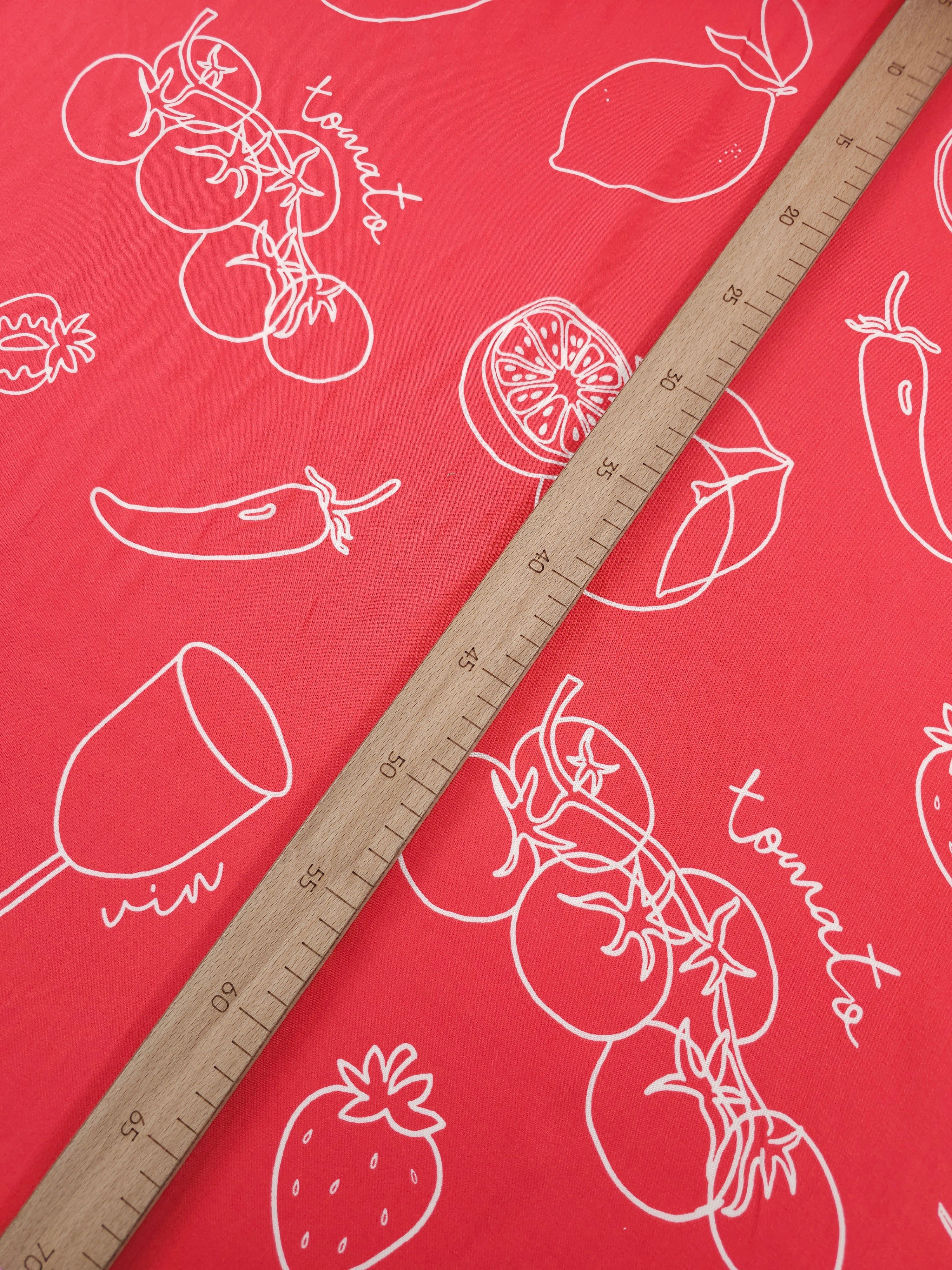 Soft Red Fruit Cocktail Viscose Challis