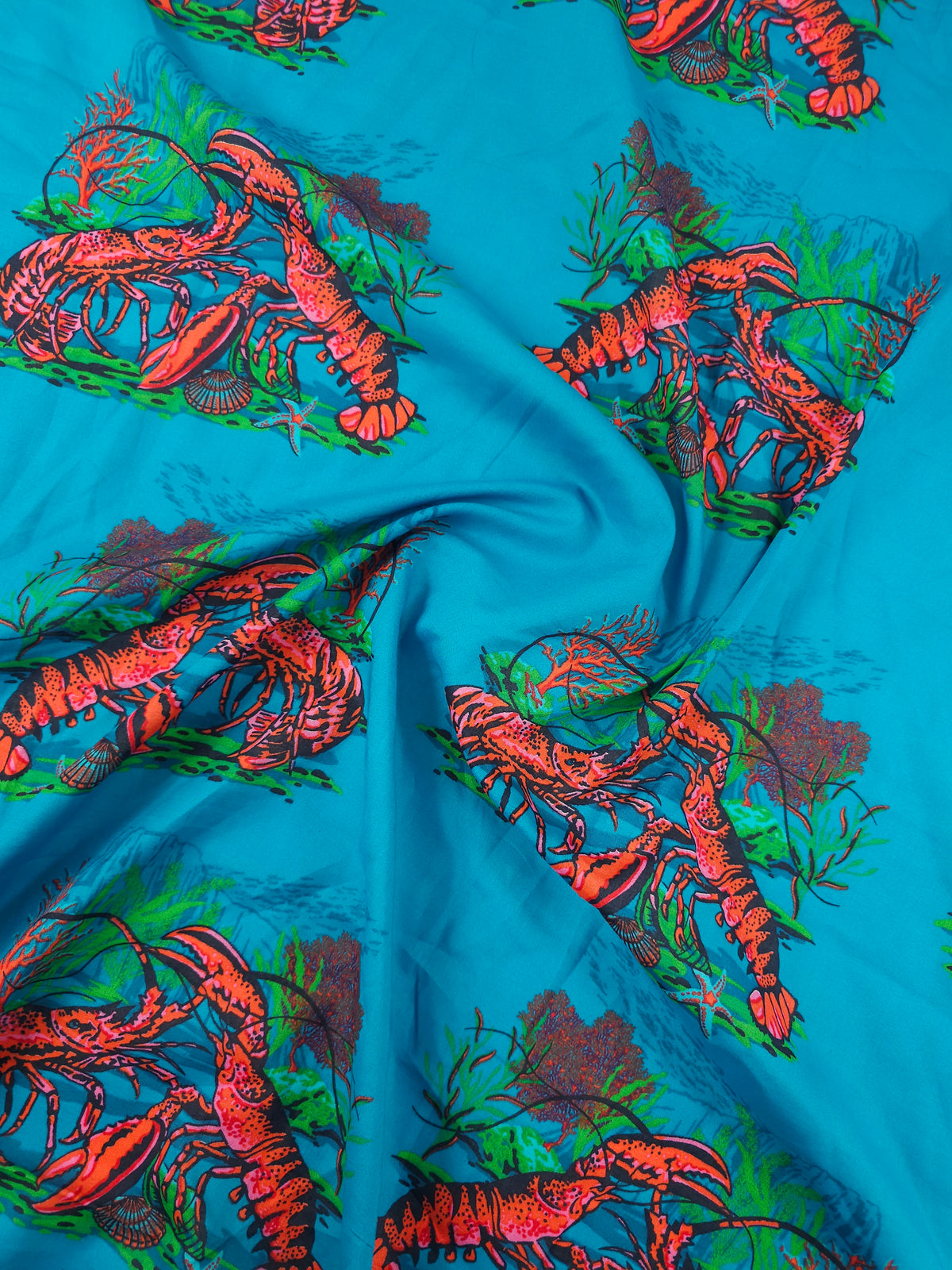 Teal Blue Lobster Lightweight Cambric Cotton - J Crew