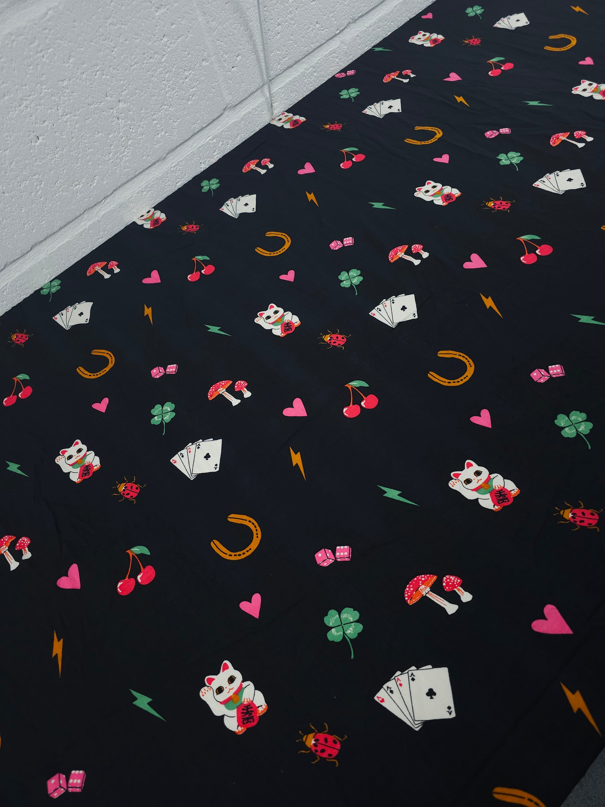 Black Lucky Charm Viscose Challis