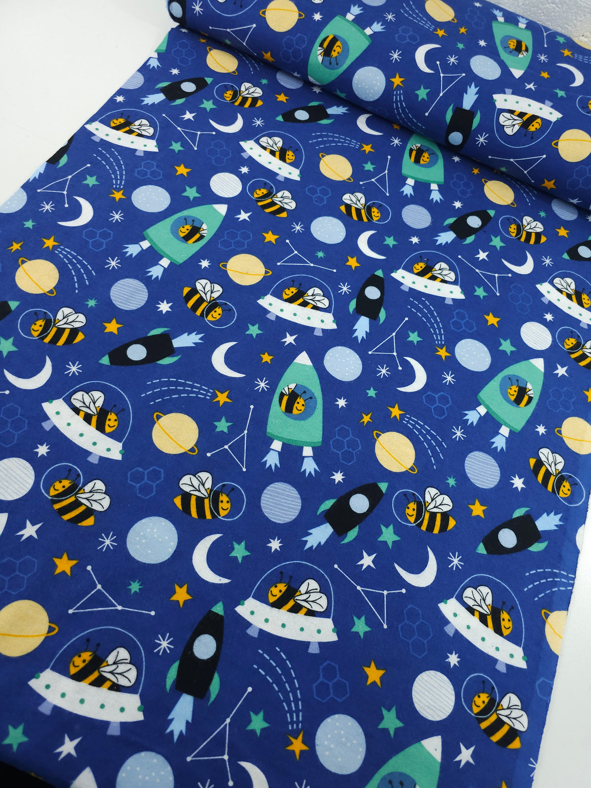 Bees In Space Lightweight Flannel Cotton