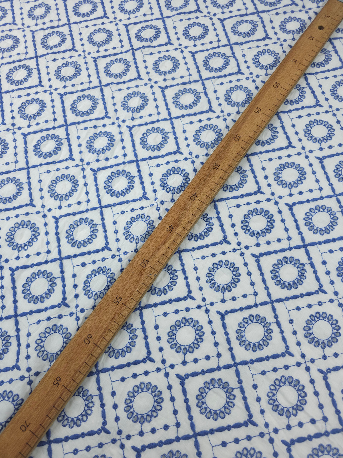 Lavender Blue Circle Diamond Cambric Cotton Broderie Anglaise