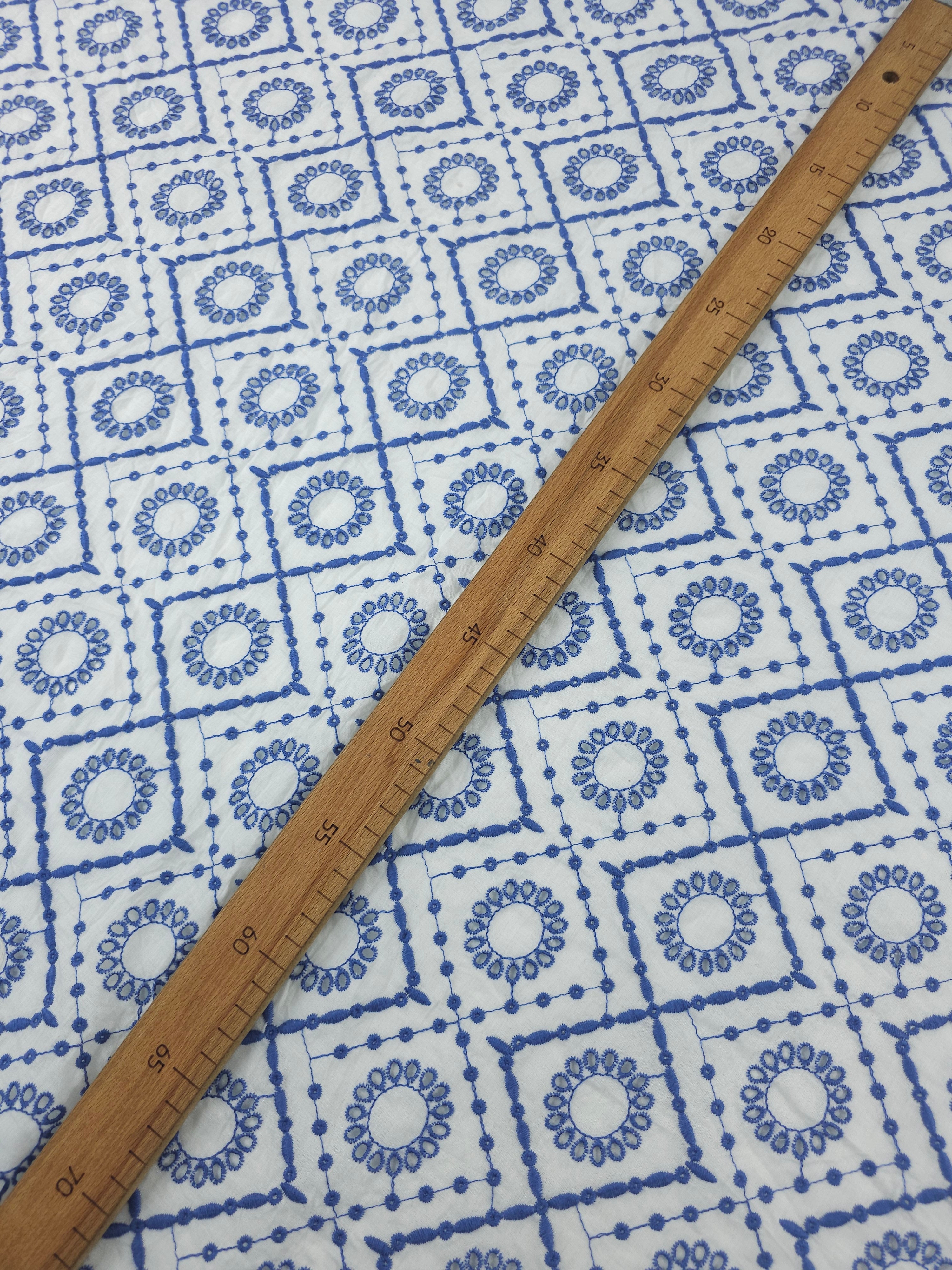 Lavender Blue Circle Diamond Cambric Cotton Broderie Anglaise
