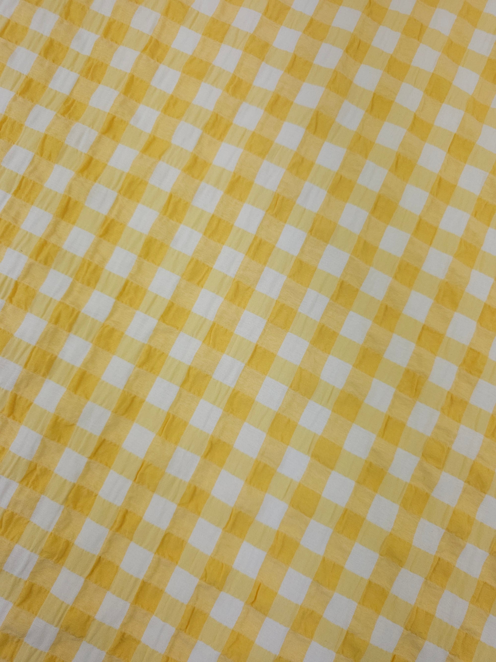 Yellow/White Big Gingham Poly Cotton SeerSucker