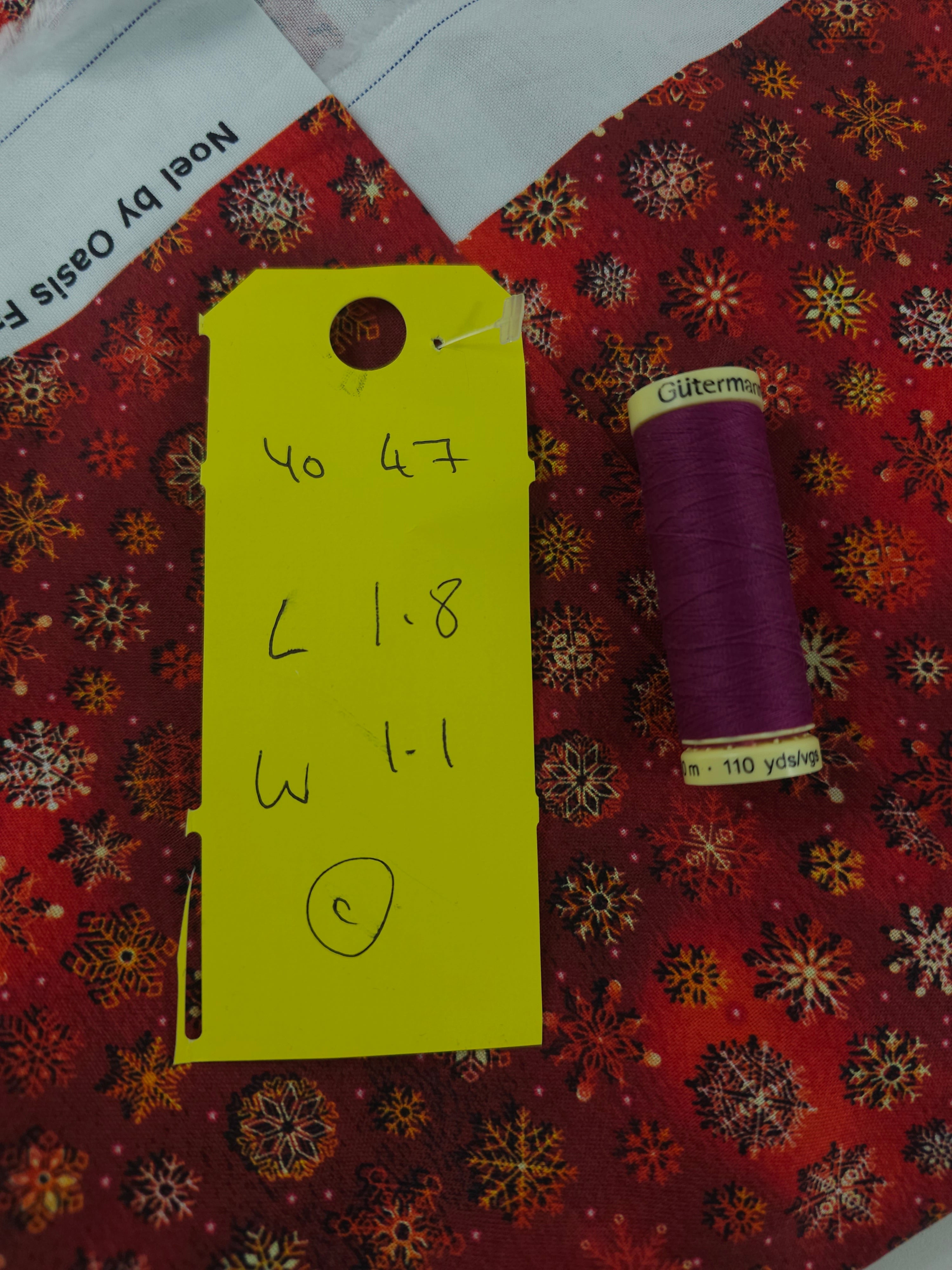 Red snowflake Cotton- 1.8m piece