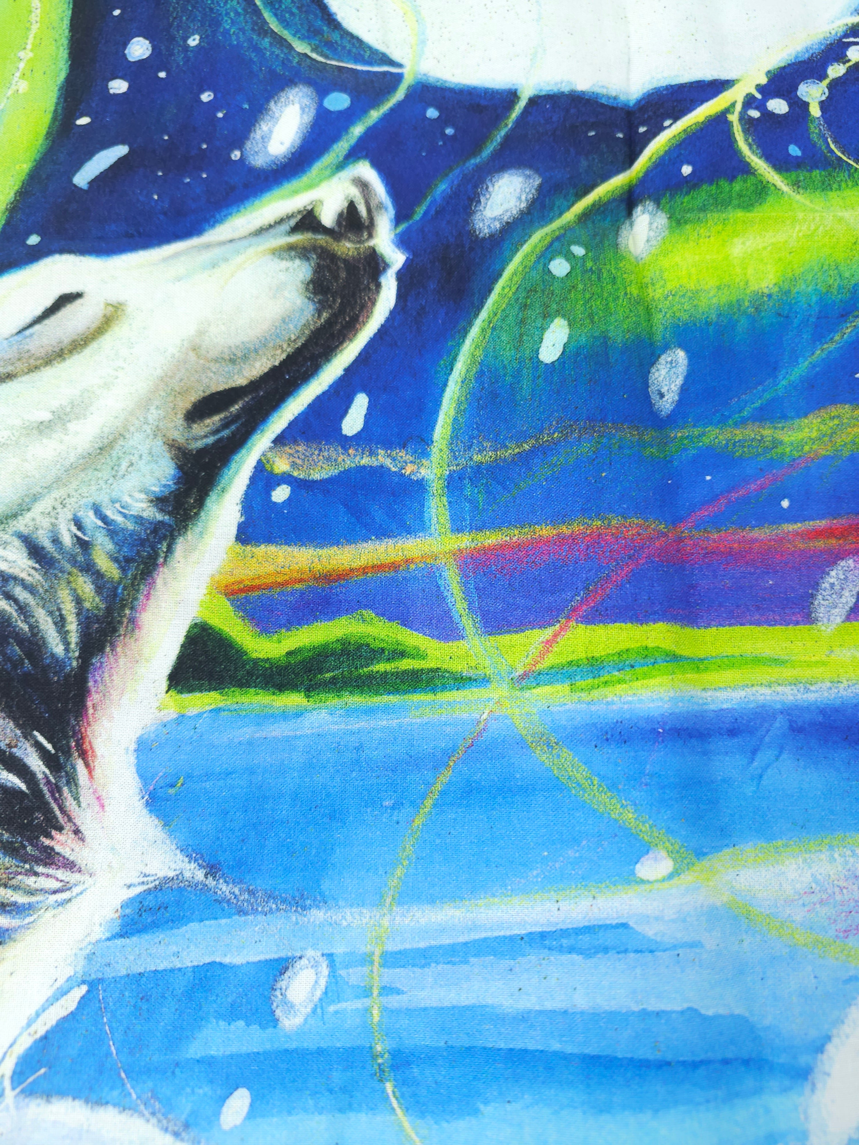 Polar bear aurora Cotton panel- 1.1m piece