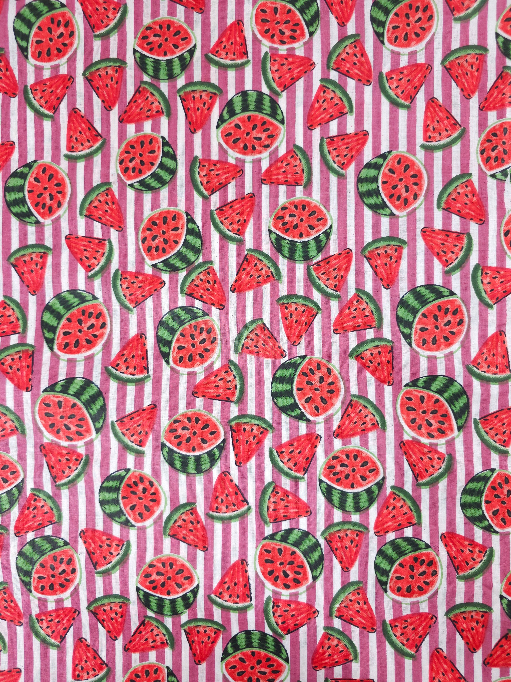 Mauve Watermelon Stripe Lightweight Cambric Cotton