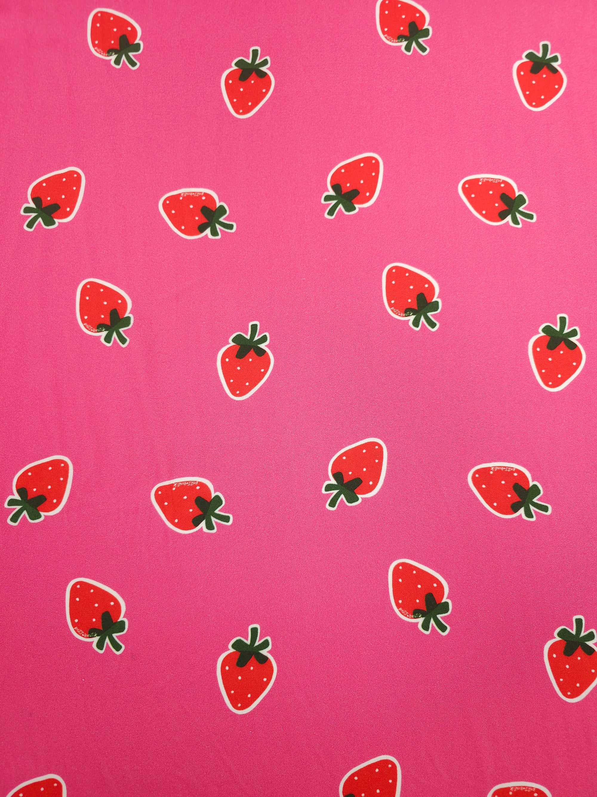 Fuchsia Pink Floating Strawberry Viscose Challis