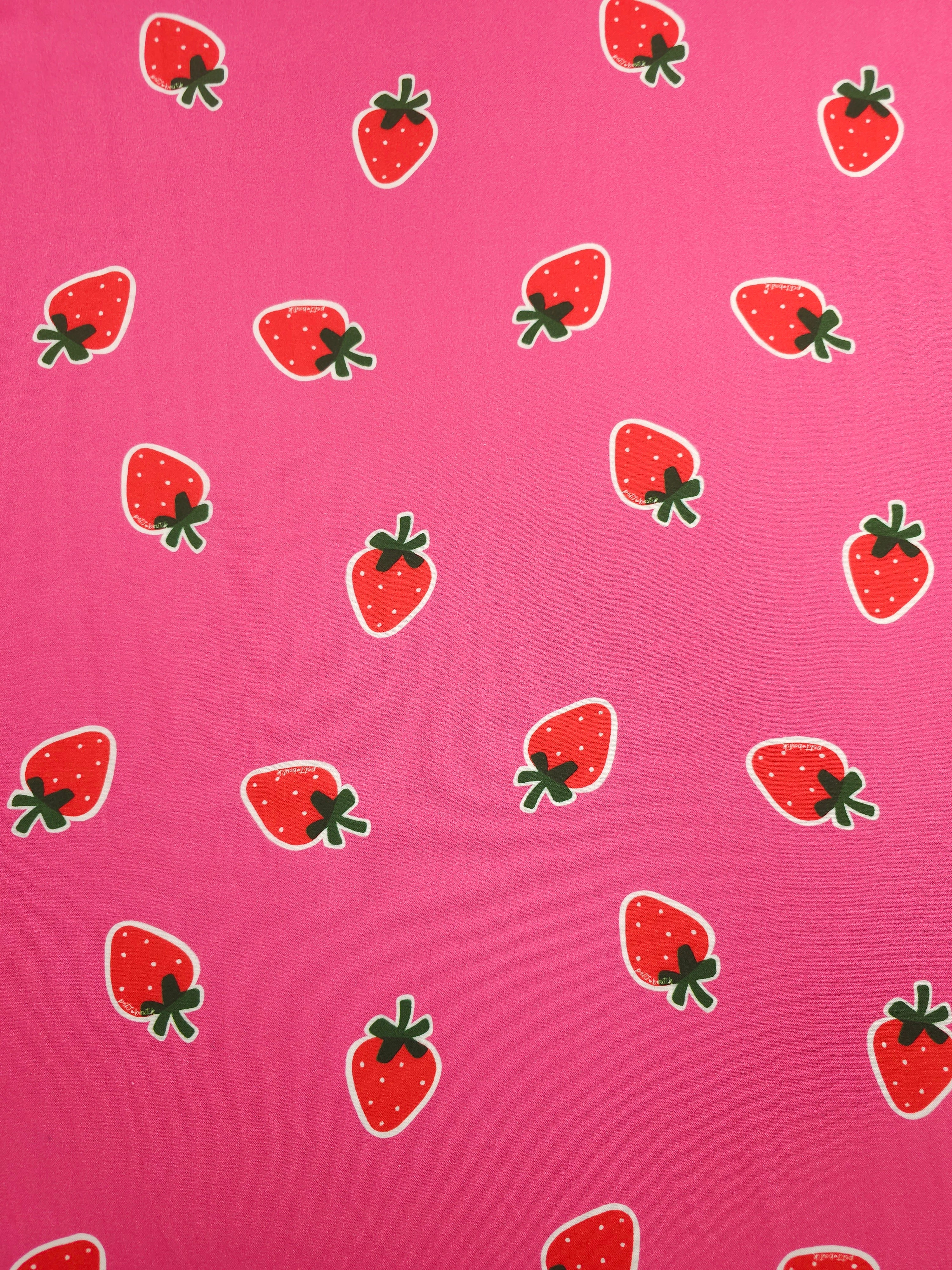 Fuchsia Pink Floating Strawberry Viscose Challis