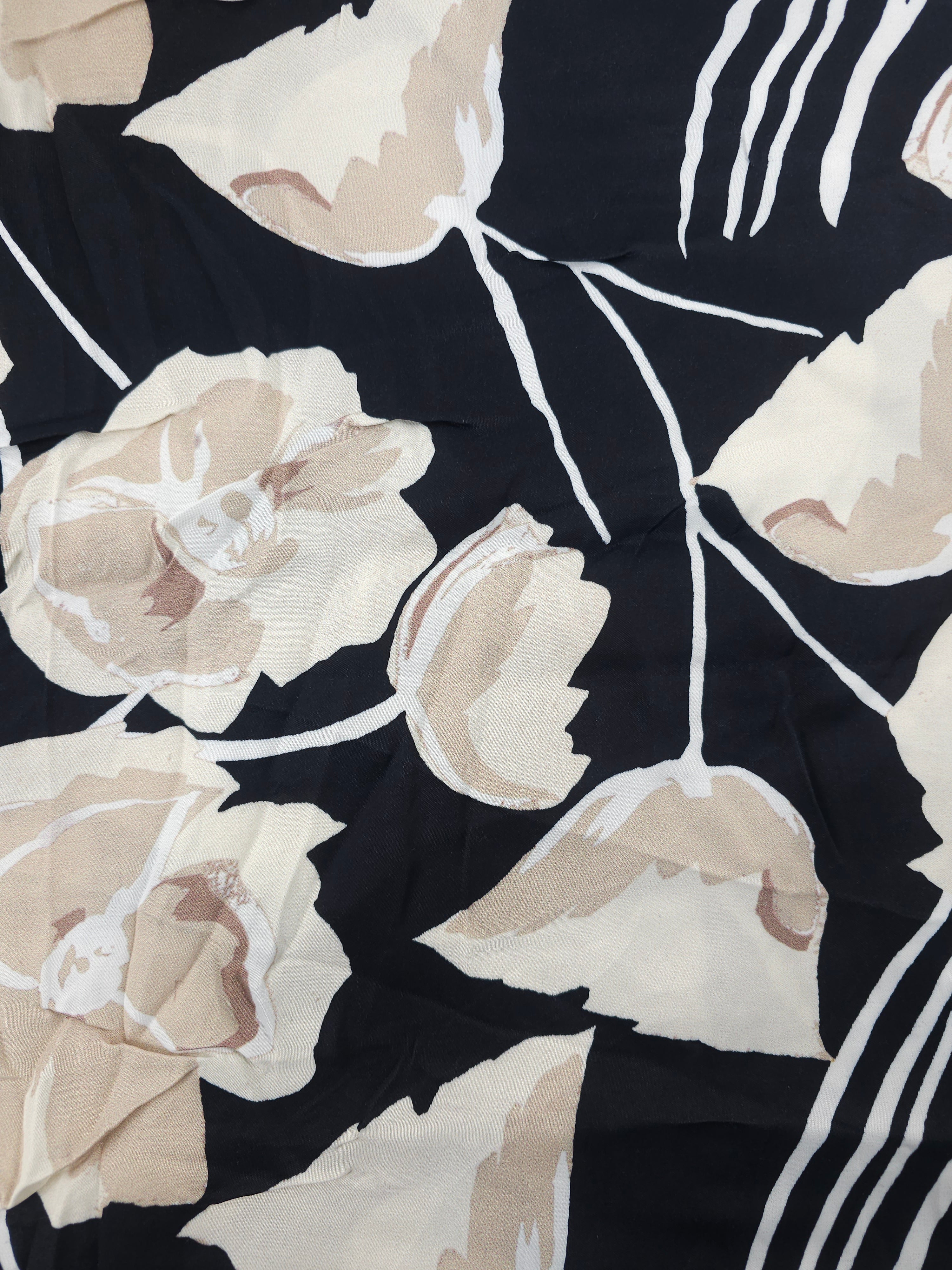 Dark cream floral Viscose sateen- 1.7m piece