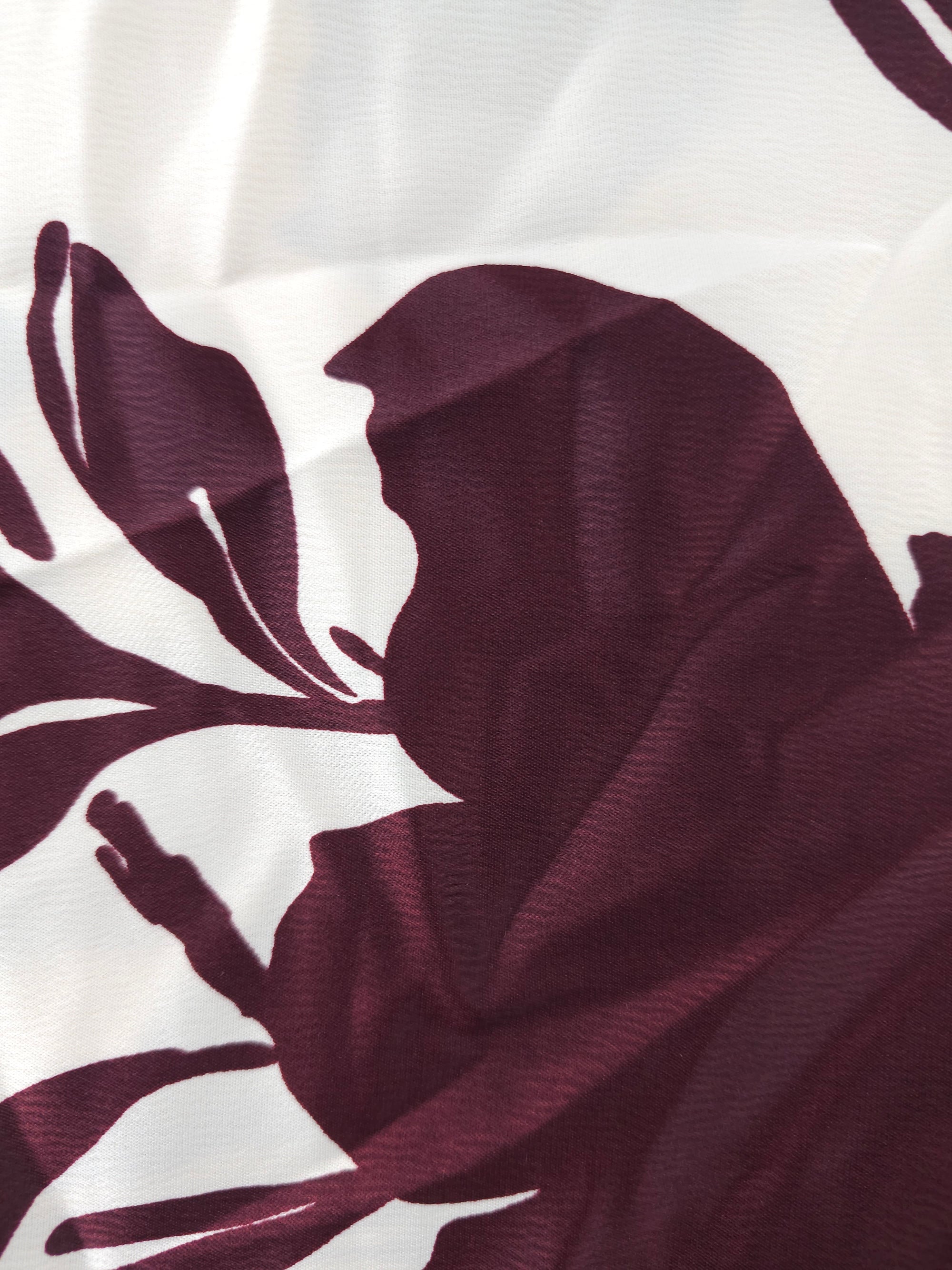 Block coloured leaves Viscose sateen- 2m piece