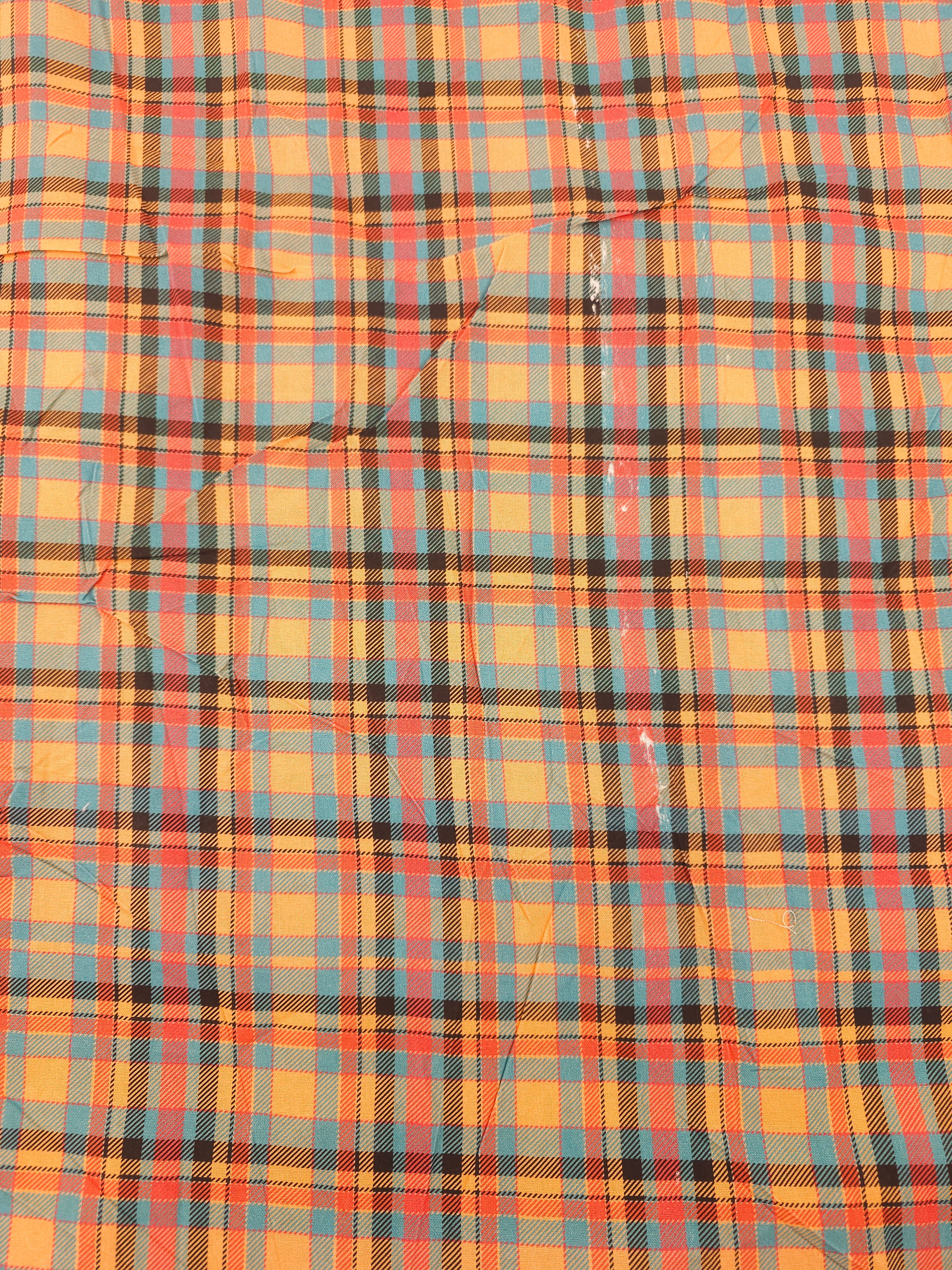Orange plaid Cotton- 1m piece