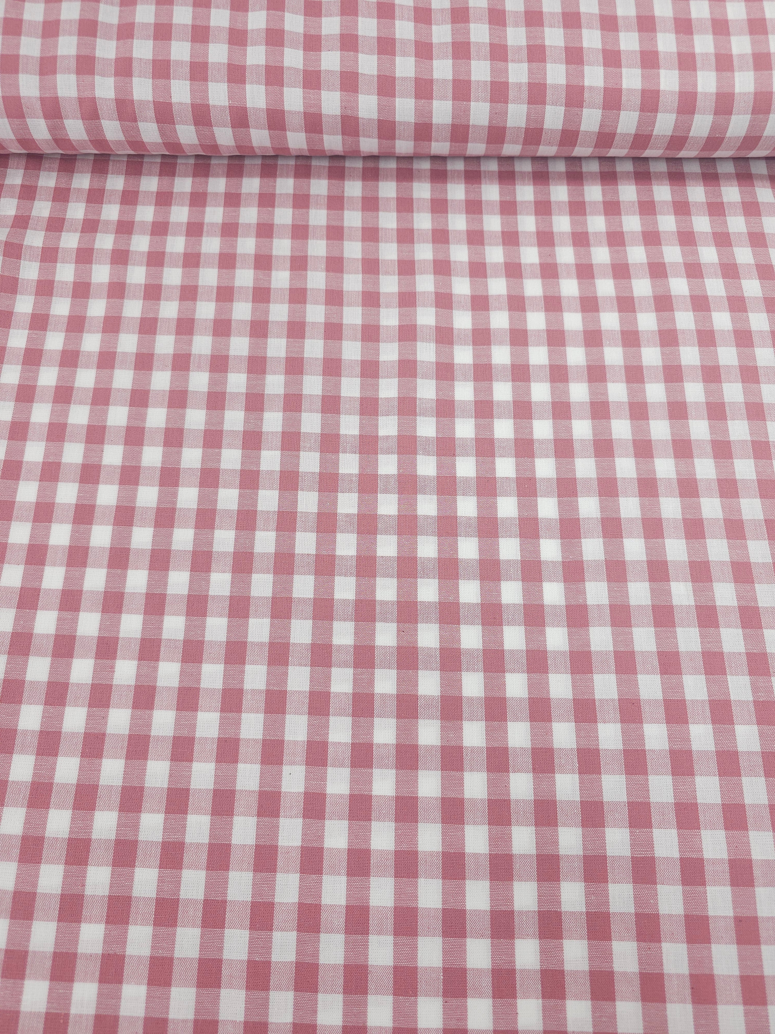 Rosewood Pink Gingham 100% Cotton 55"