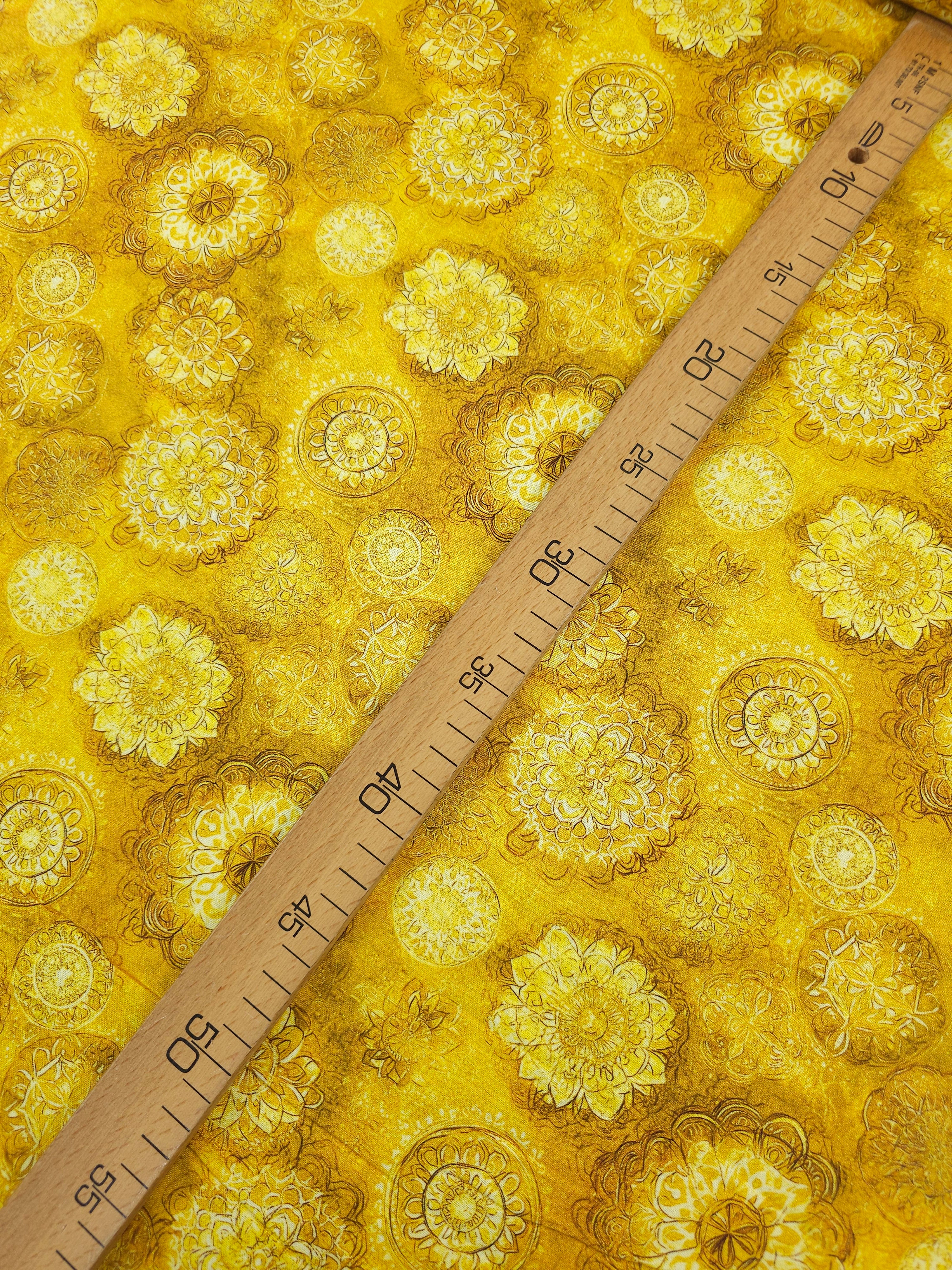 Marigold Mandala Spiral 100% Cotton 106" *EXTRA WIDE*