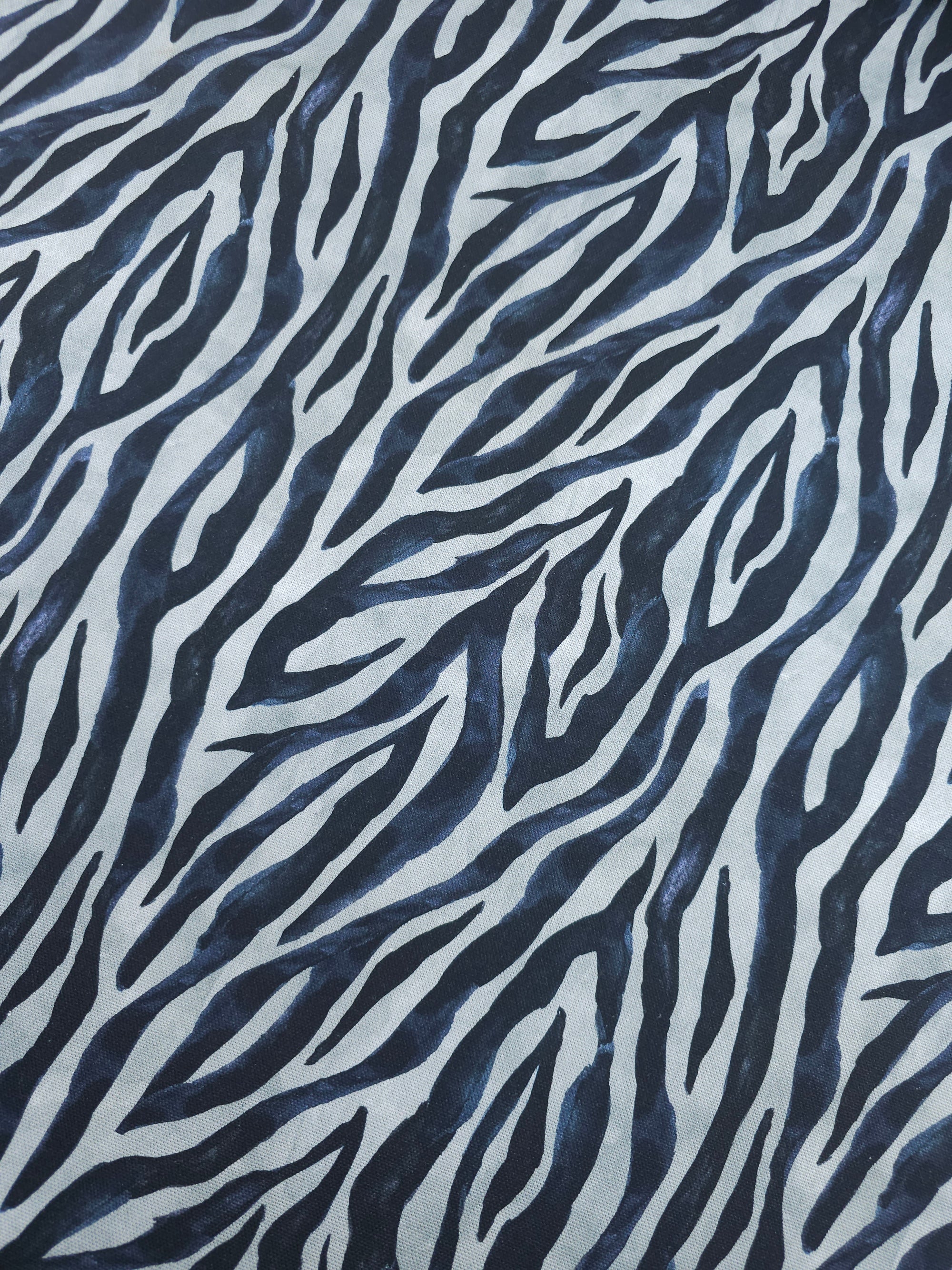 Navy Zebra Stripe Canvas Cotton