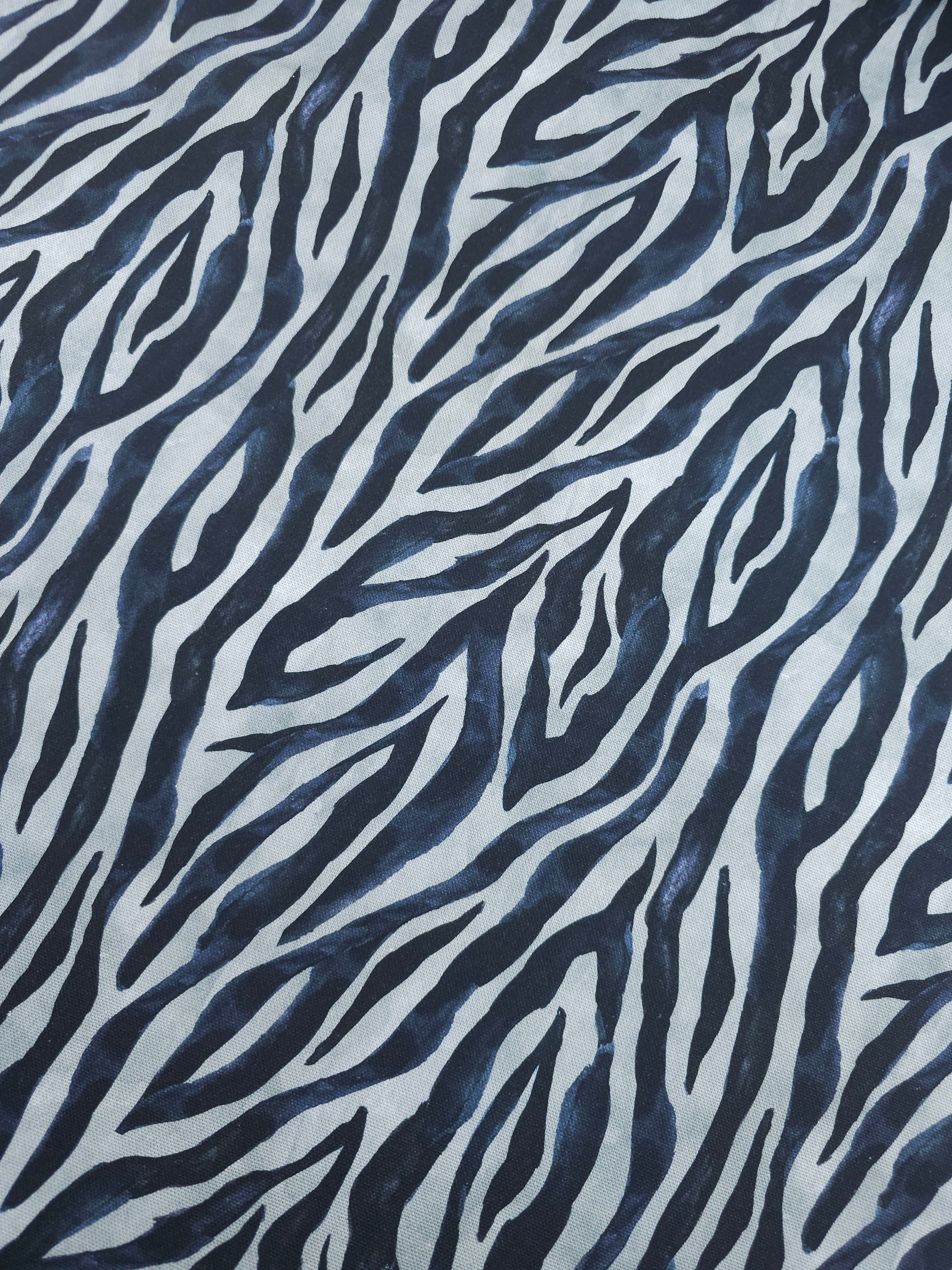 Navy Zebra Stripe Canvas Cotton