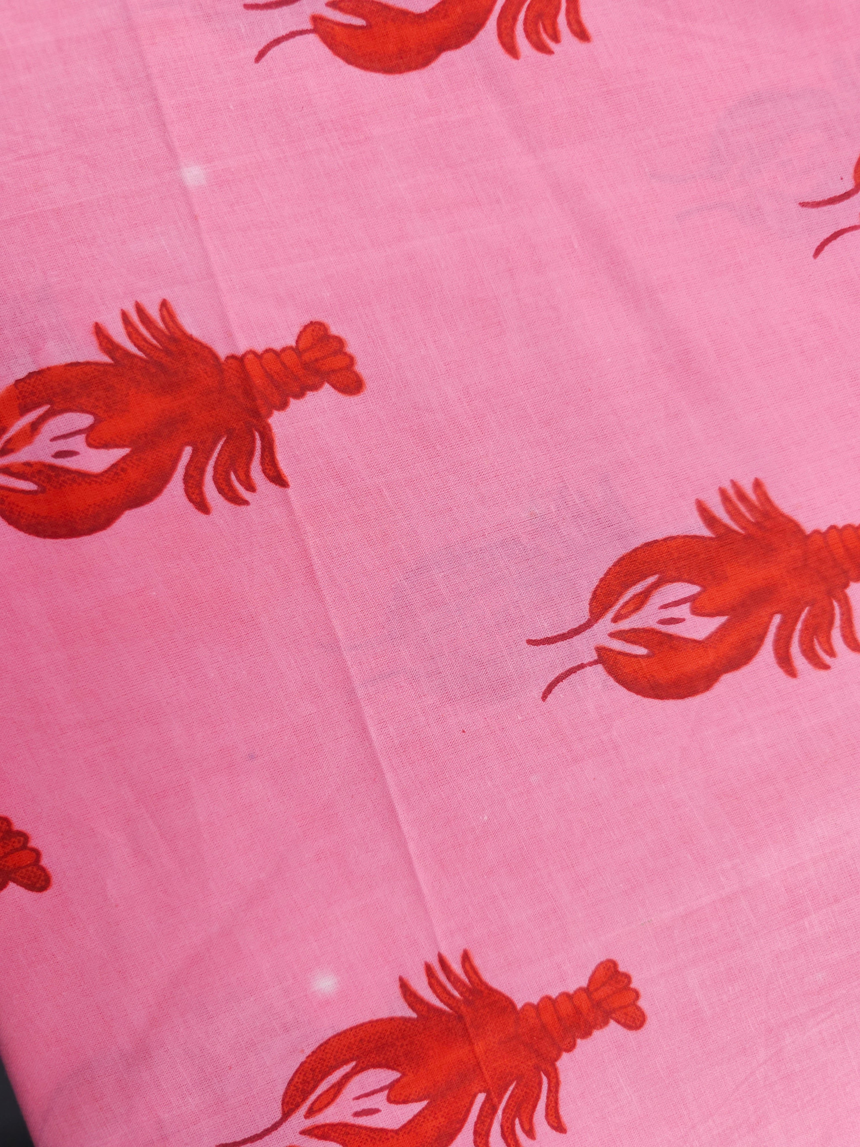 Pink/Red Lobster Cambric Cotton *DEFECT*