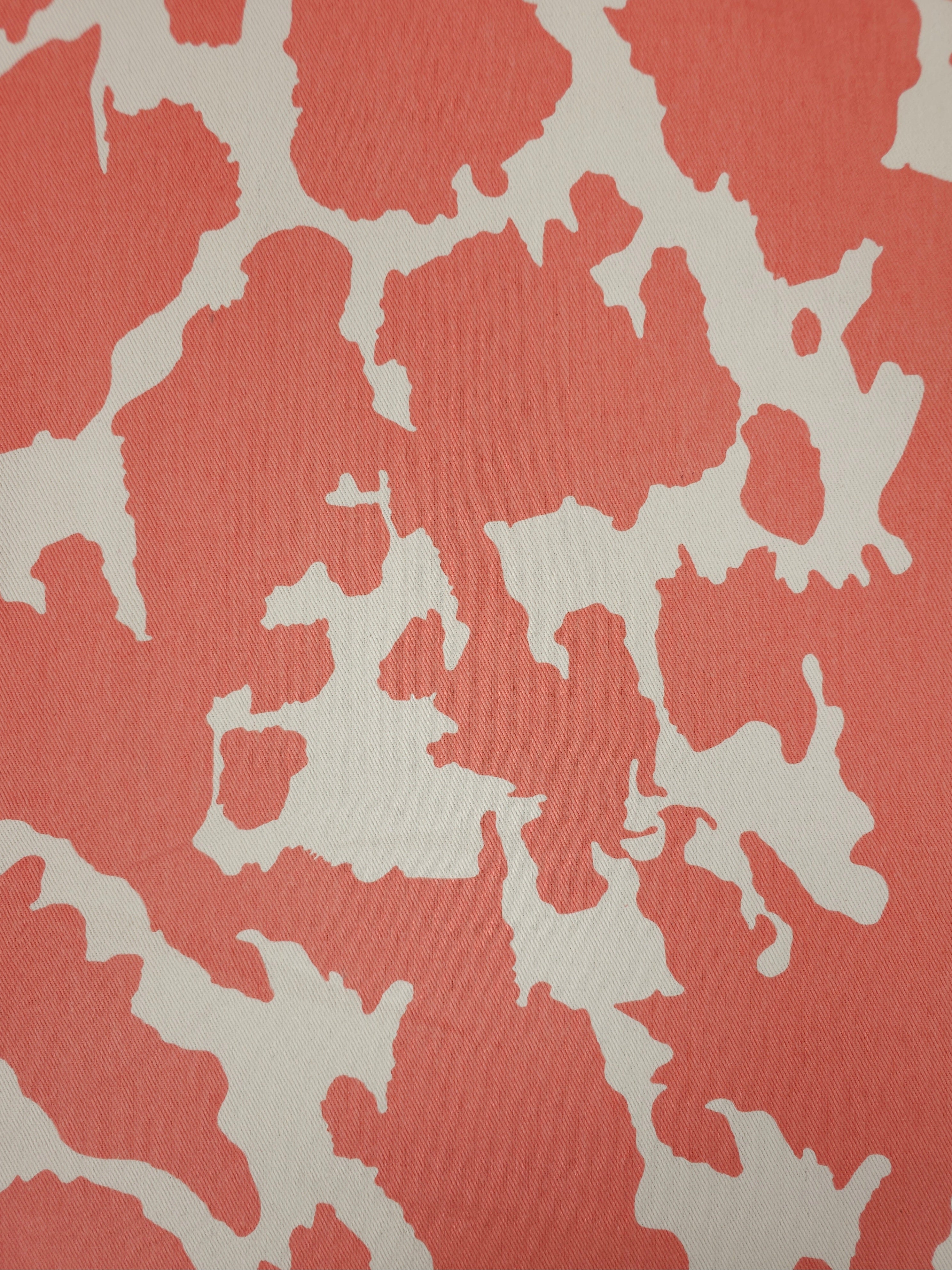 Peachy Coral Cow Denim